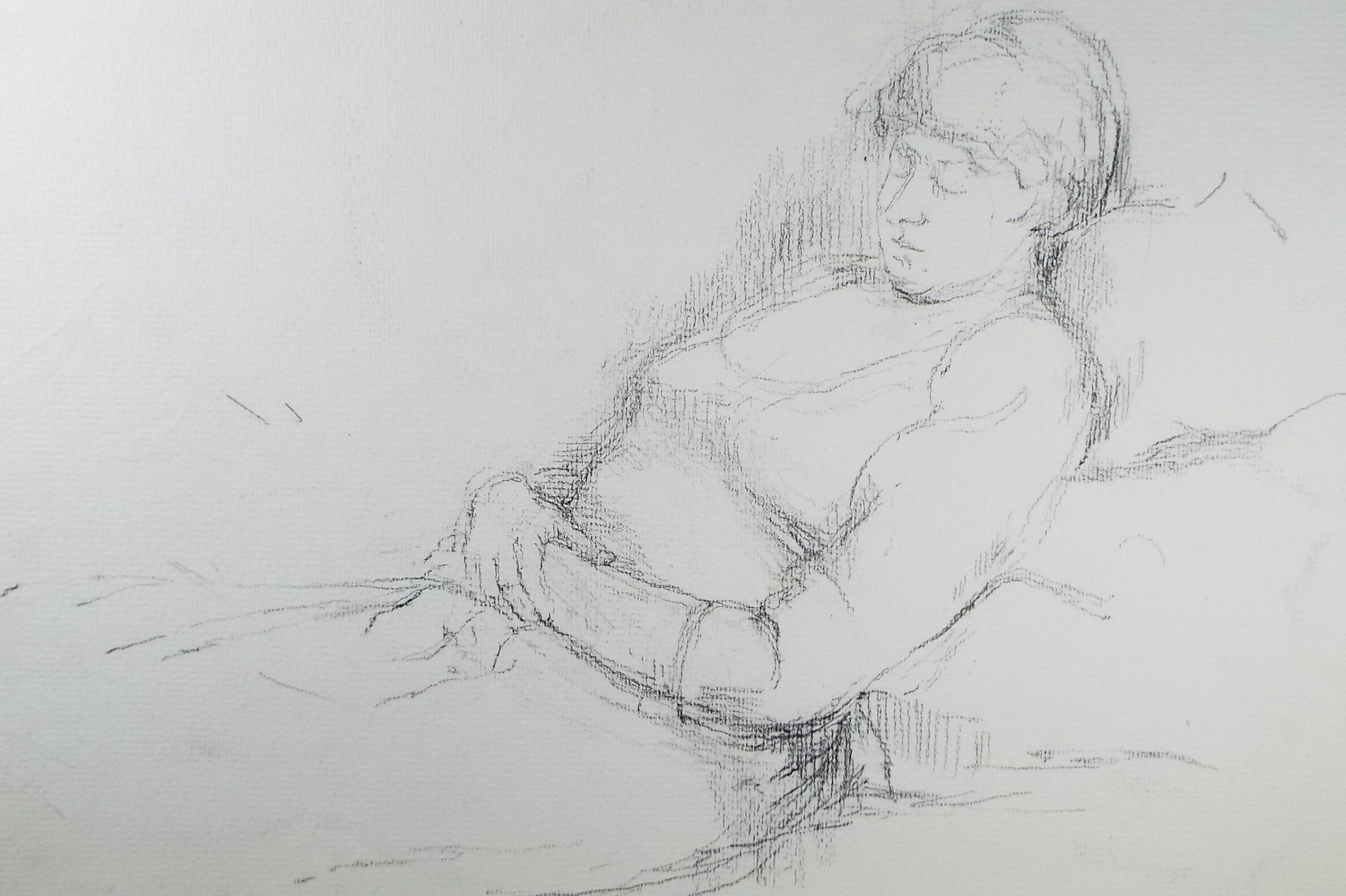 Original Pencil Sketch,'Sleeping Figure', dated 1951, Hilda Burford (1887-1957)