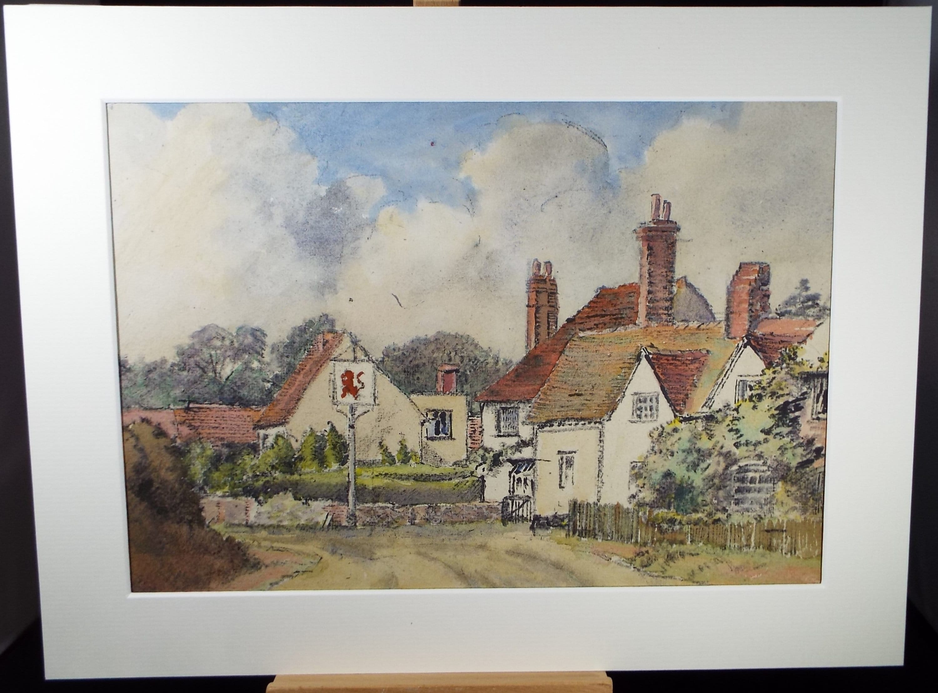 Original Watercolour, 'The Red Lion, Little Missenden', Monogramist A, Dated 1961