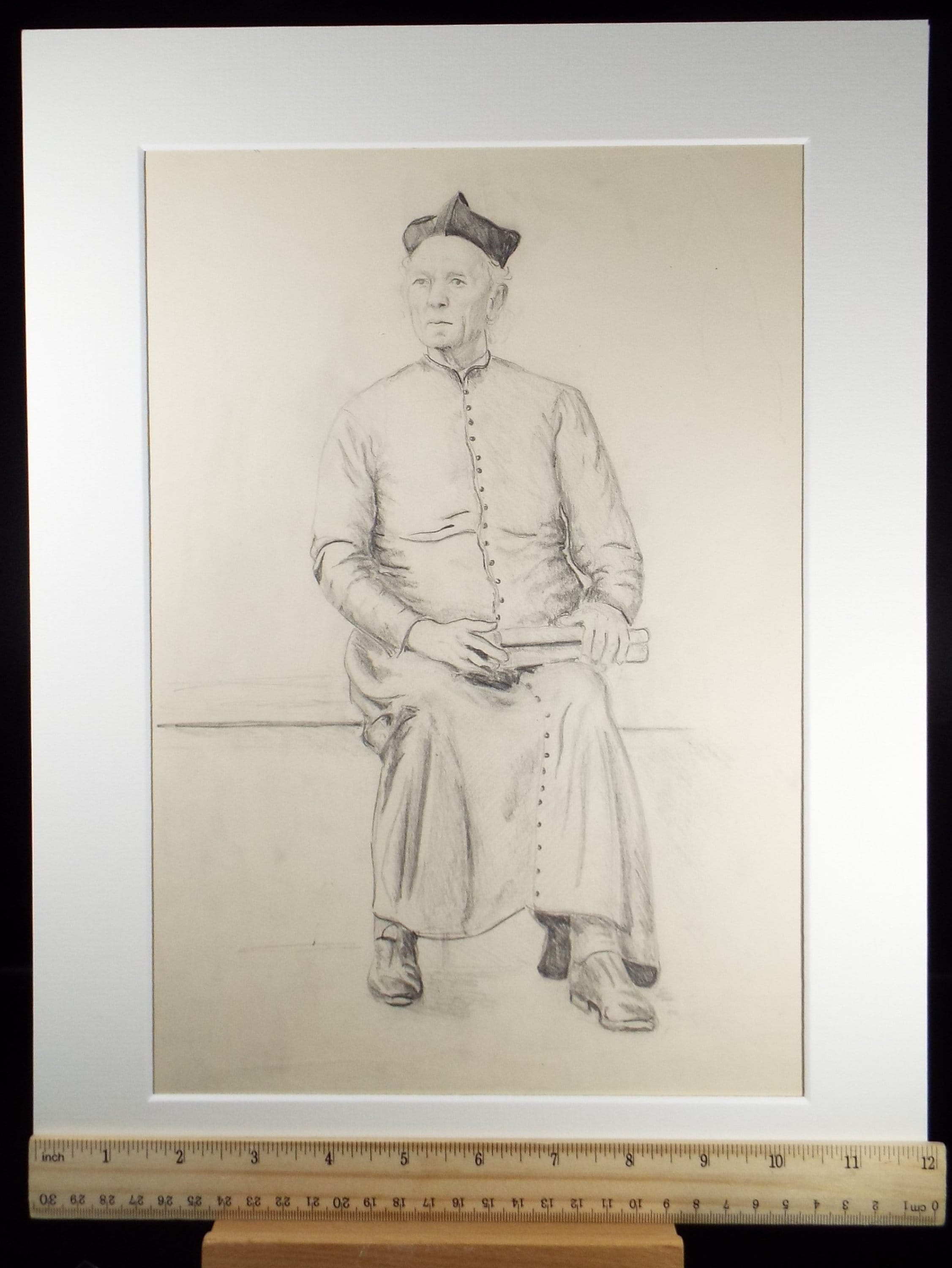 Original Pencil Sketch,'Study of a Priest', Hilda Burford (1887-1957)
