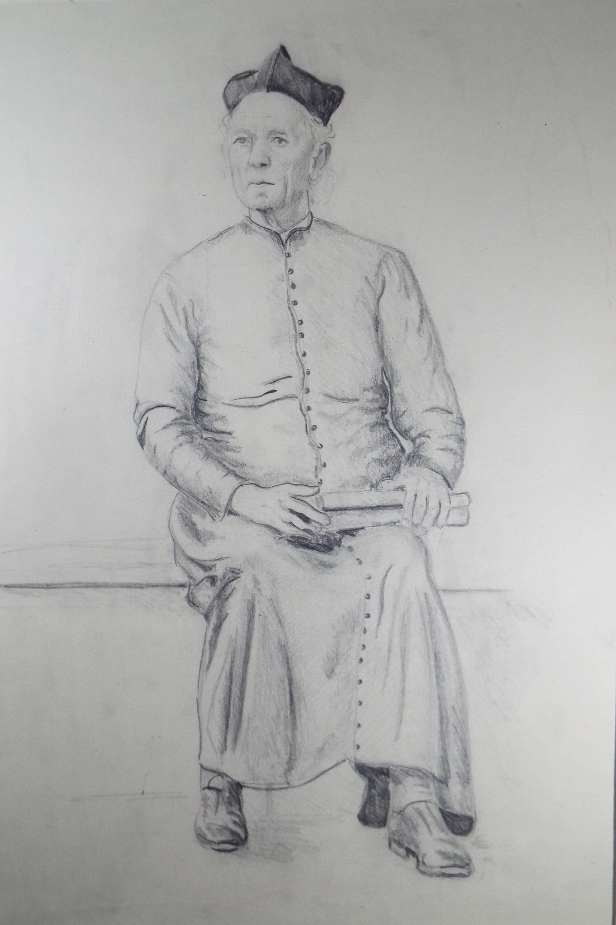 Original Pencil Sketch,'Study of a Priest', Hilda Burford (1887-1957)
