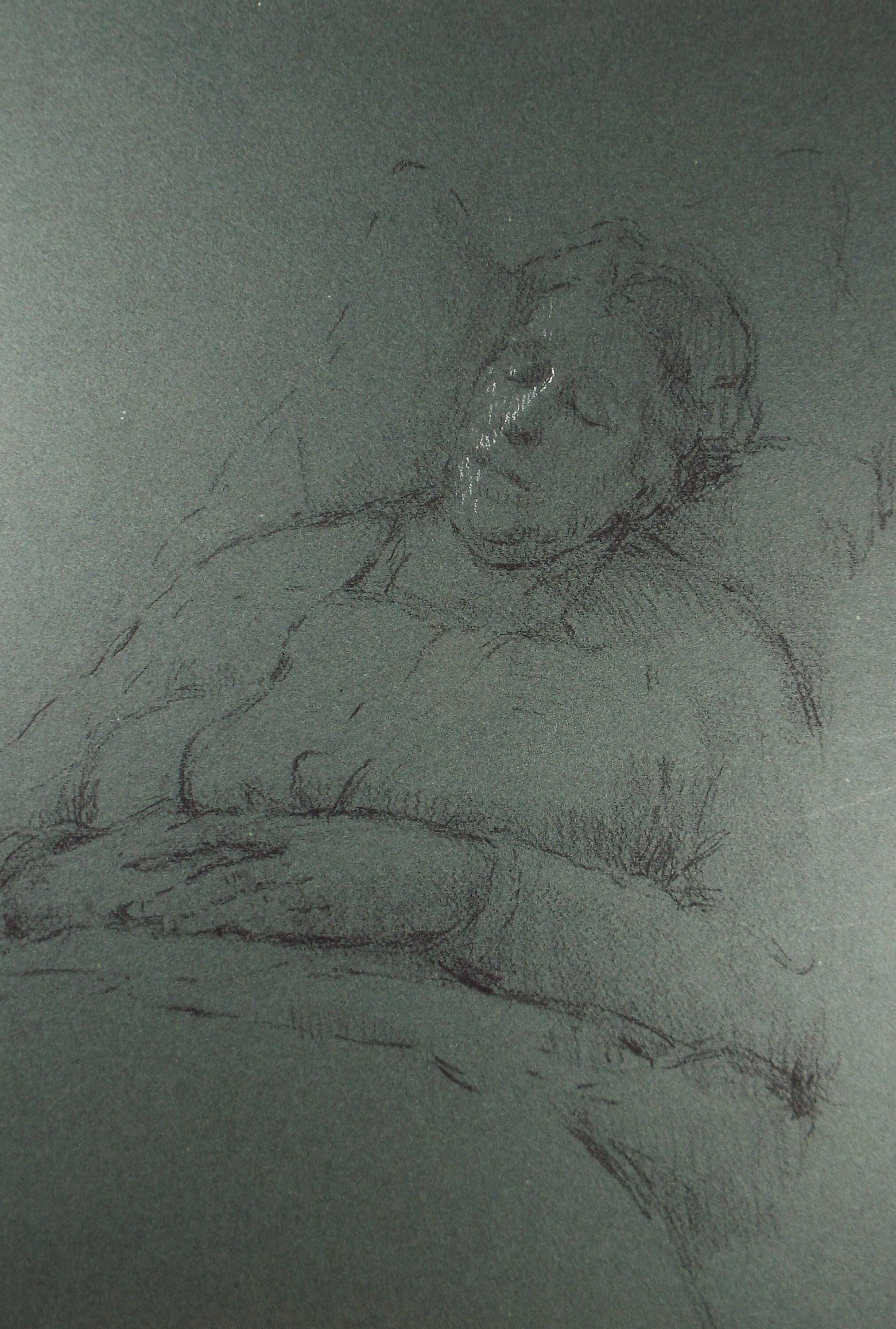 Original Conte Sketch,'Sleeping Figure', Circa 1940's, Hilda Burford (1887-1957)