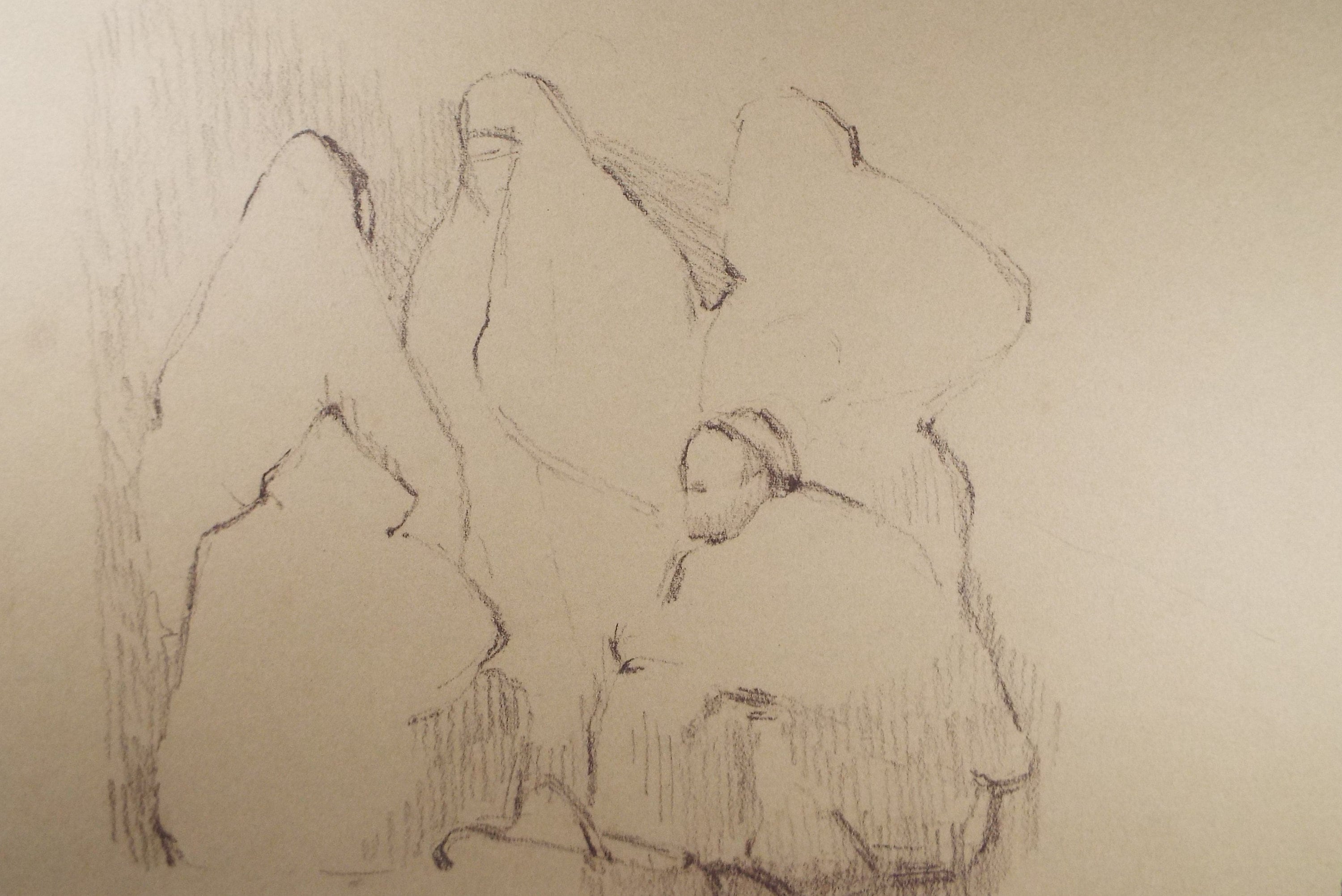 Original Pastel Drawing ,'Group of Fugures', Circa 1990's, Mariota Bosanquet (1923-2022)