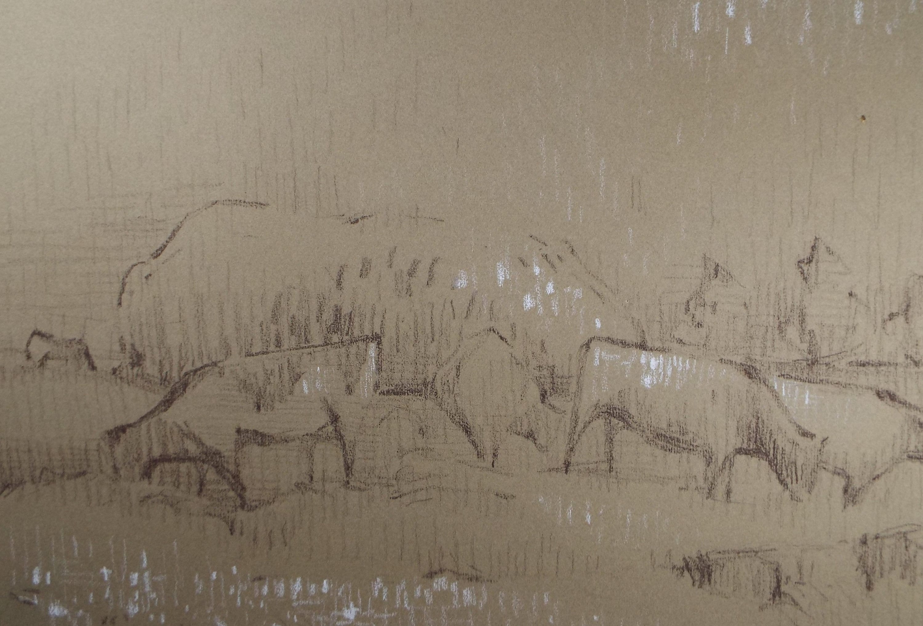 Original Pastel 'Cattle', circa 1990, Mariota Bosanquet (1923-2022)