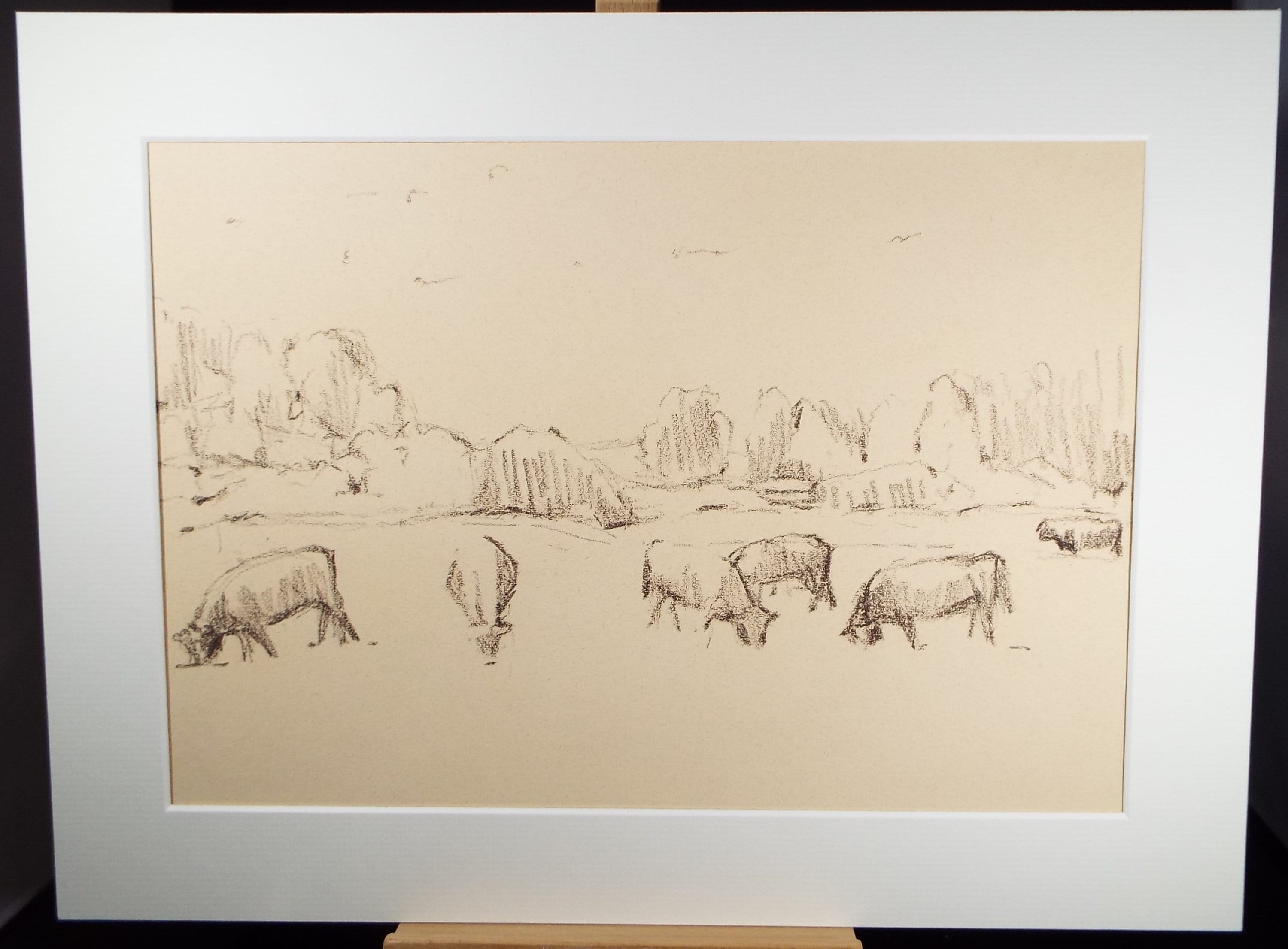 Original Pastel 'Cattle', circa 1990, Mariota Bosanquet (1923-2022)