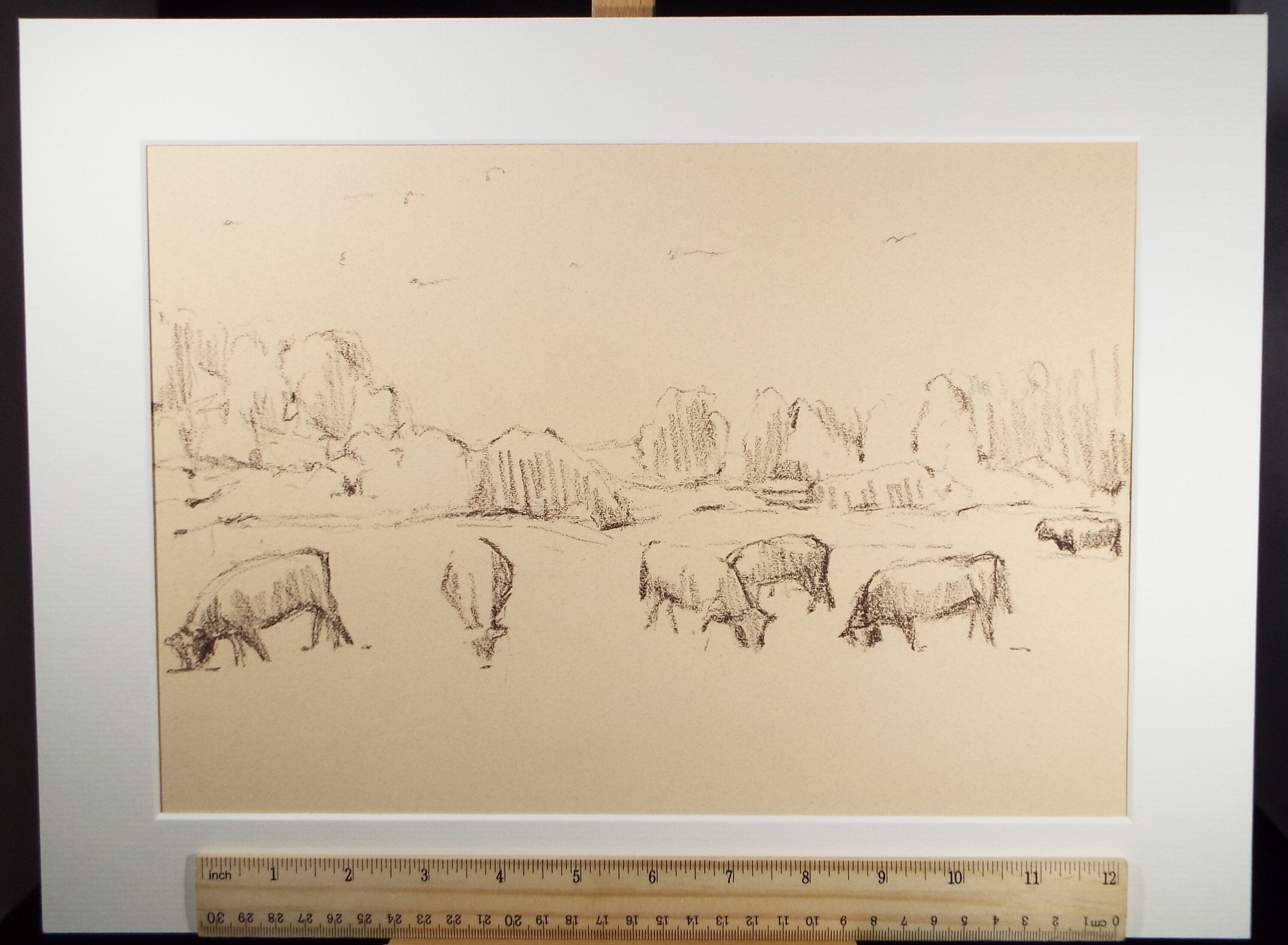 Original Pastel 'Cattle', circa 1990, Mariota Bosanquet (1923-2022)