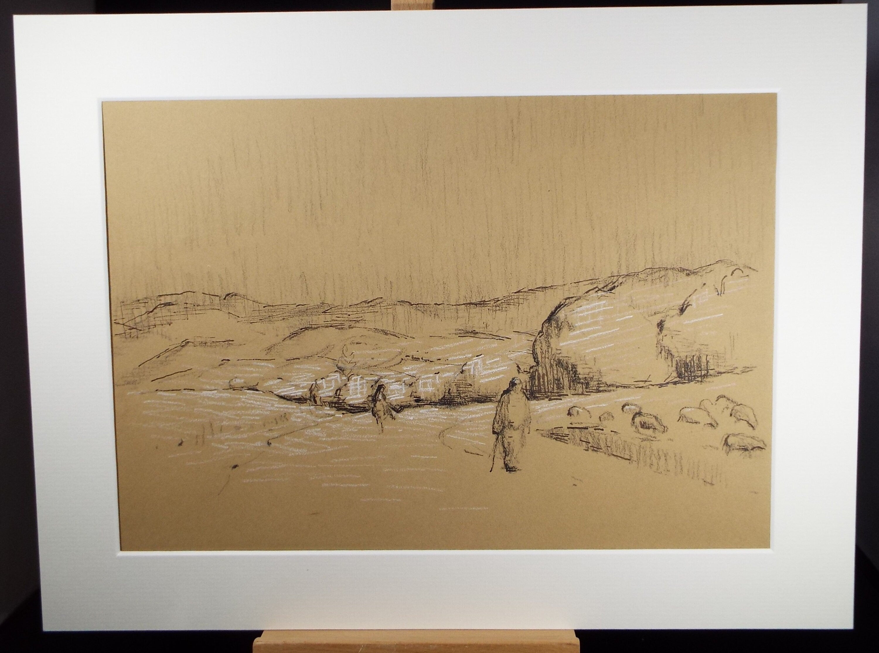 Original Pastel 'Figures in a Landscape', circa 1990, Mariota Bosanquet (1923-2022)