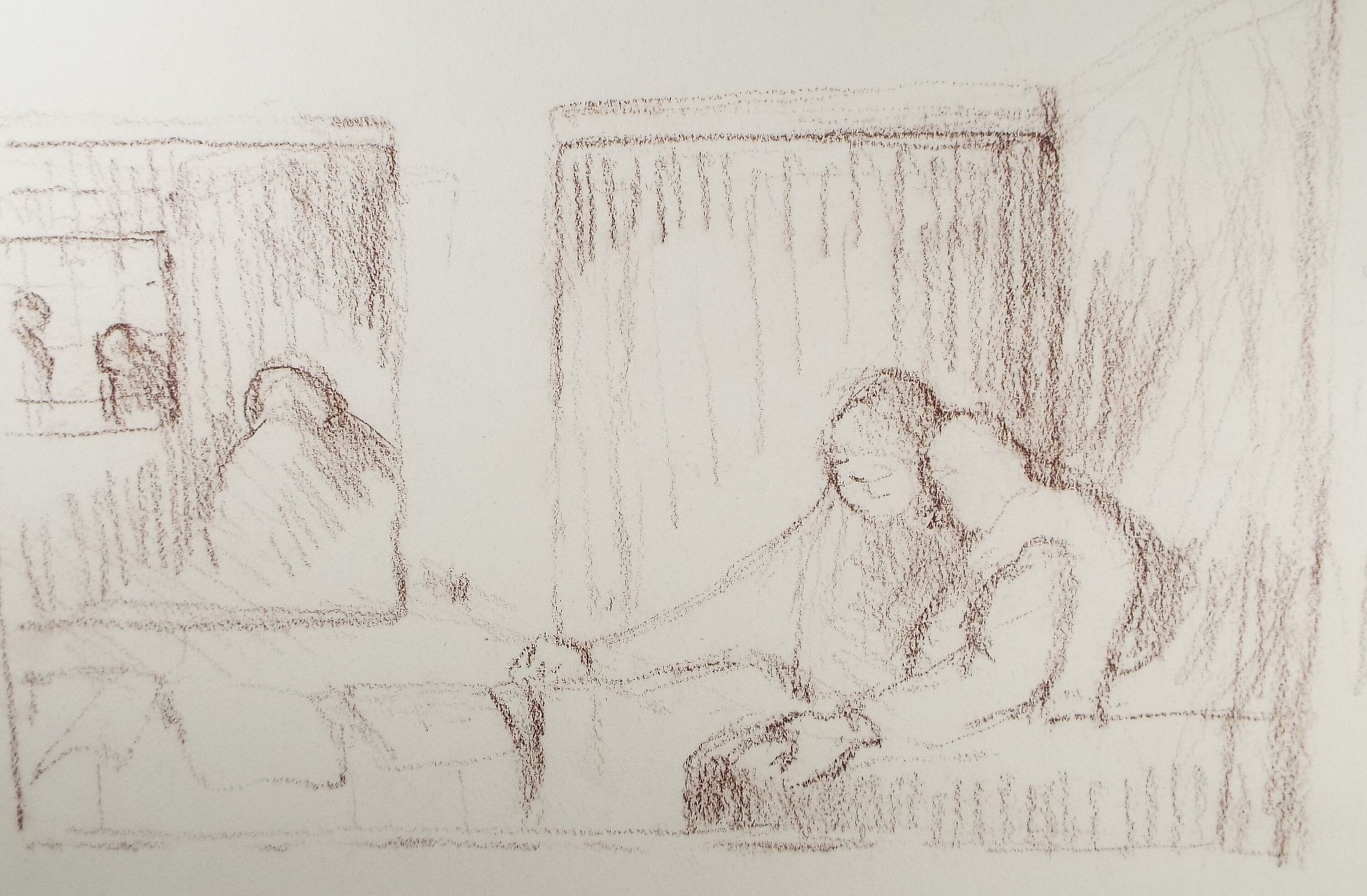 Original Pastel Drawing ,'Figure in Bed', circa 1990, Mariota Bosanquet (1923-2022)