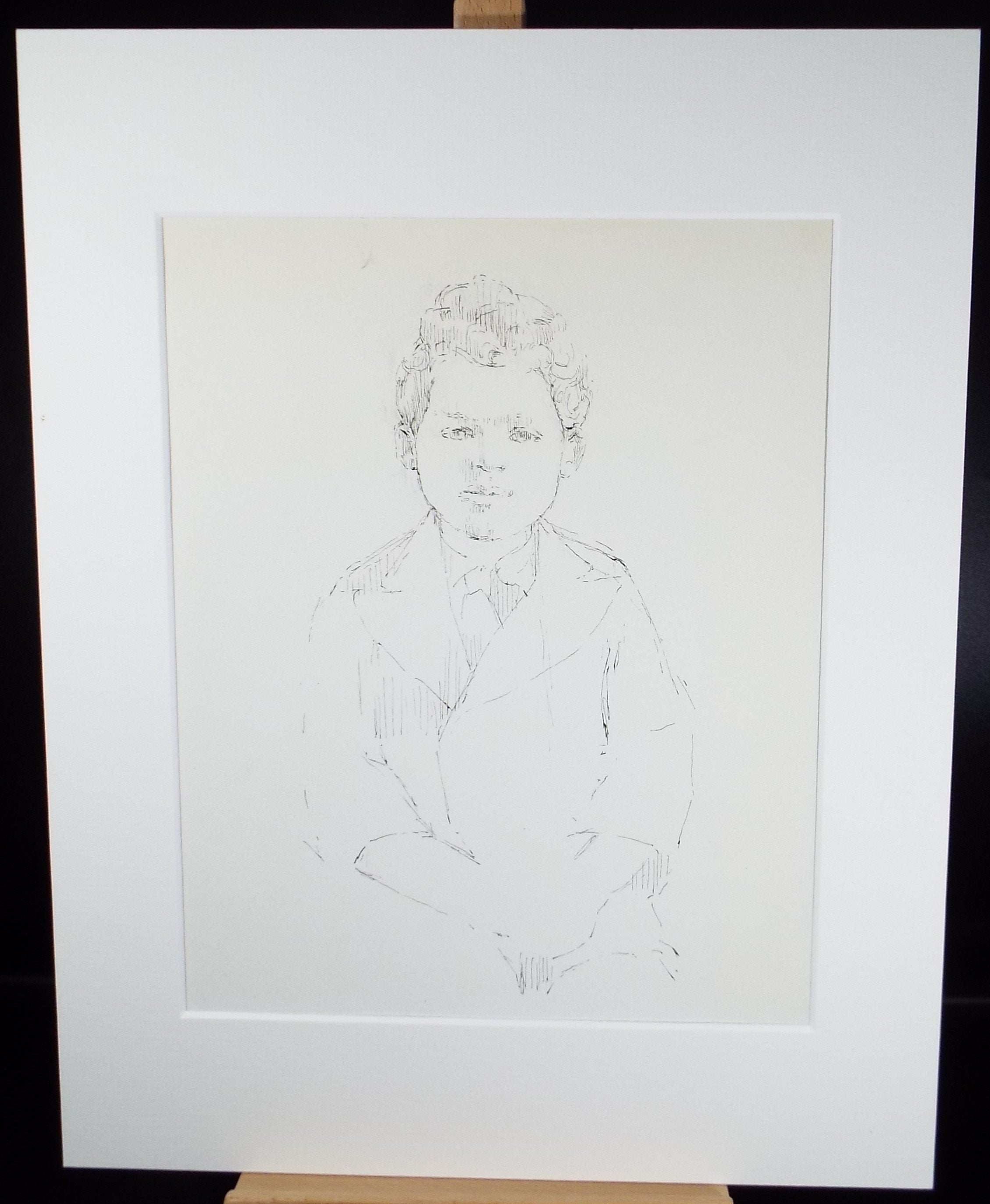Original Pen & ink Sketch,'Study of a boy'', Circa 1940's, Hilda Burford (1887-1957)