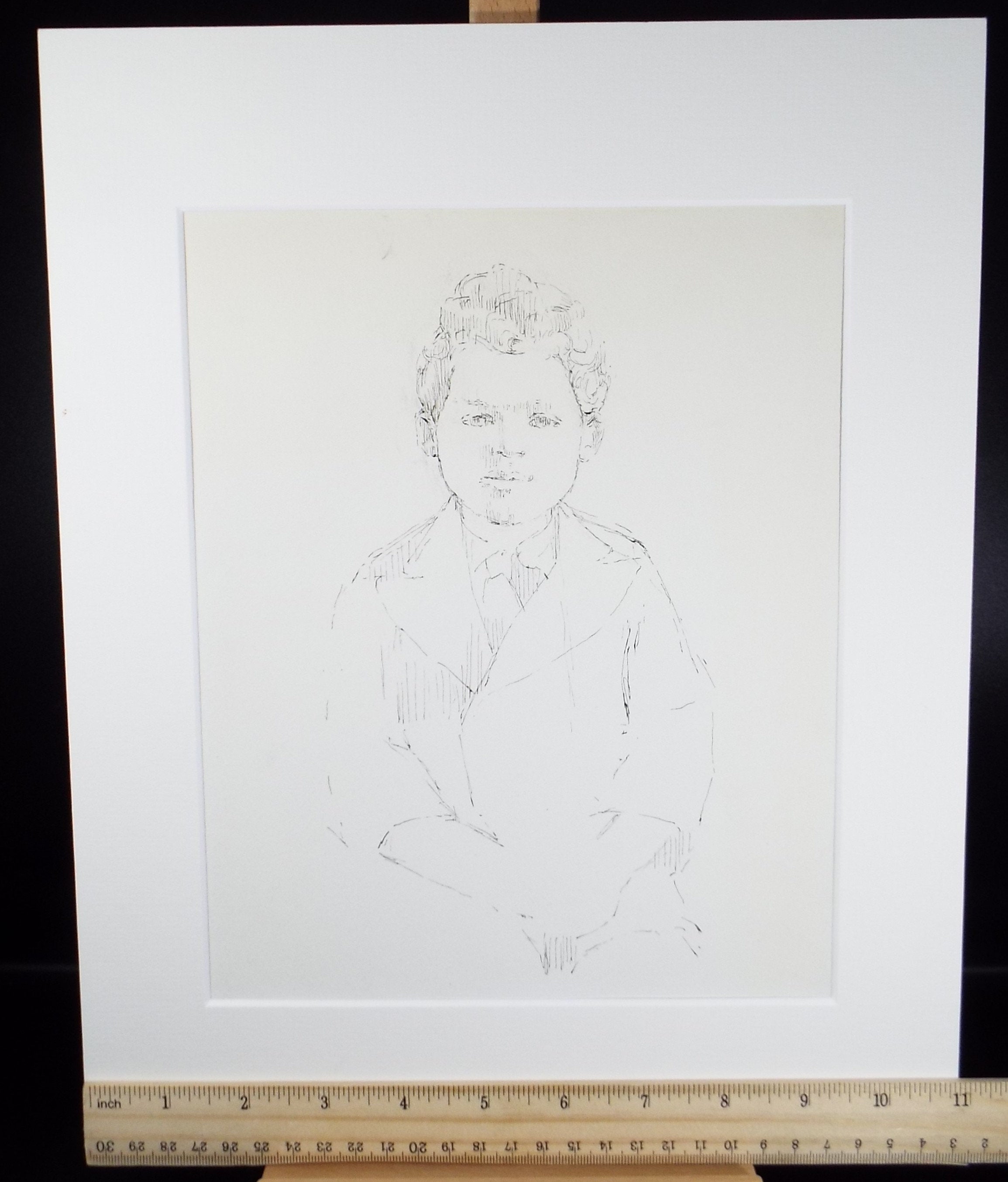 Original Pen & ink Sketch,'Study of a boy'', Circa 1940's, Hilda Burford (1887-1957)