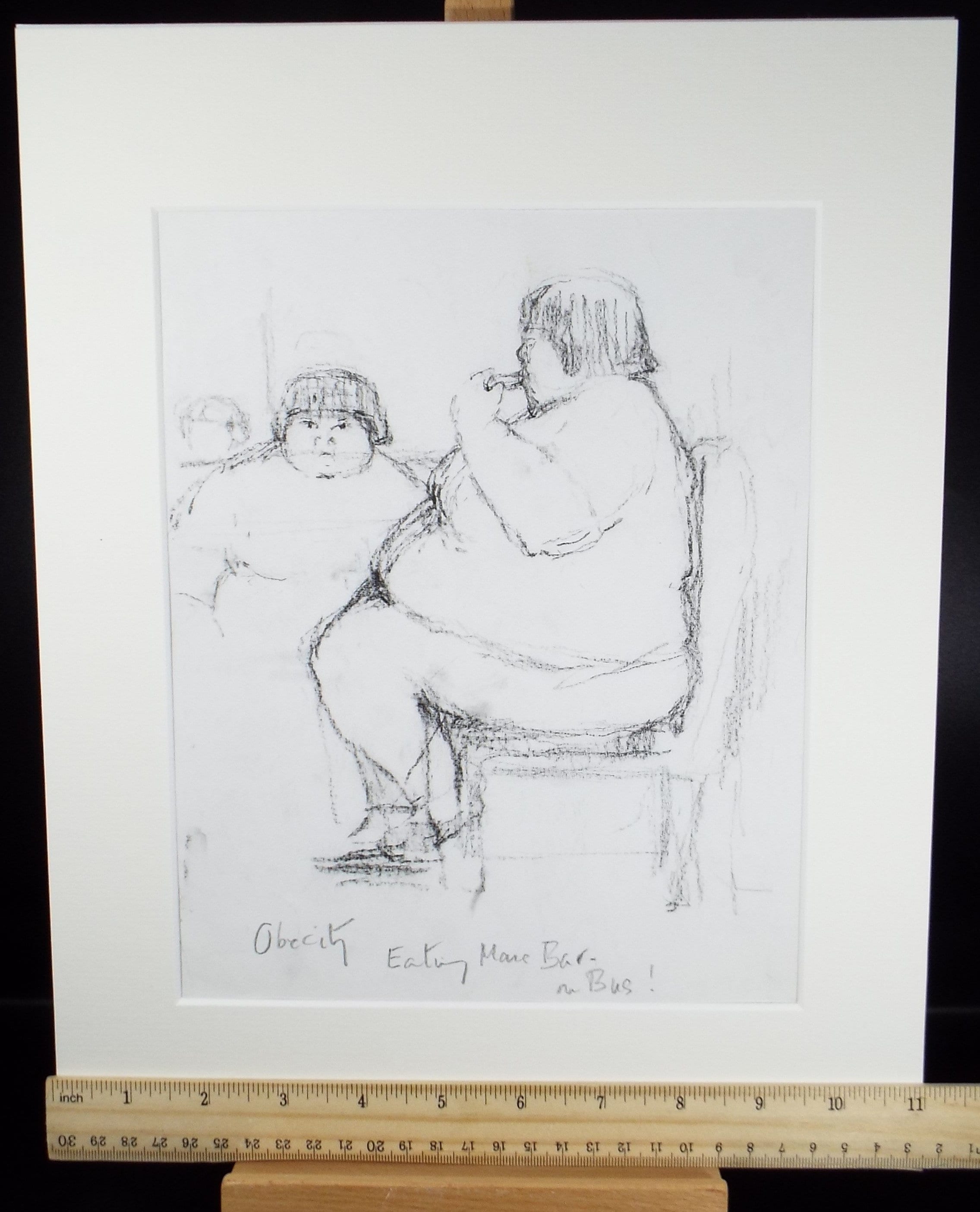 Original Pastel Drawing ,'Figure Eating', circa 1990, Mariota Bosanquet (1923-2022)