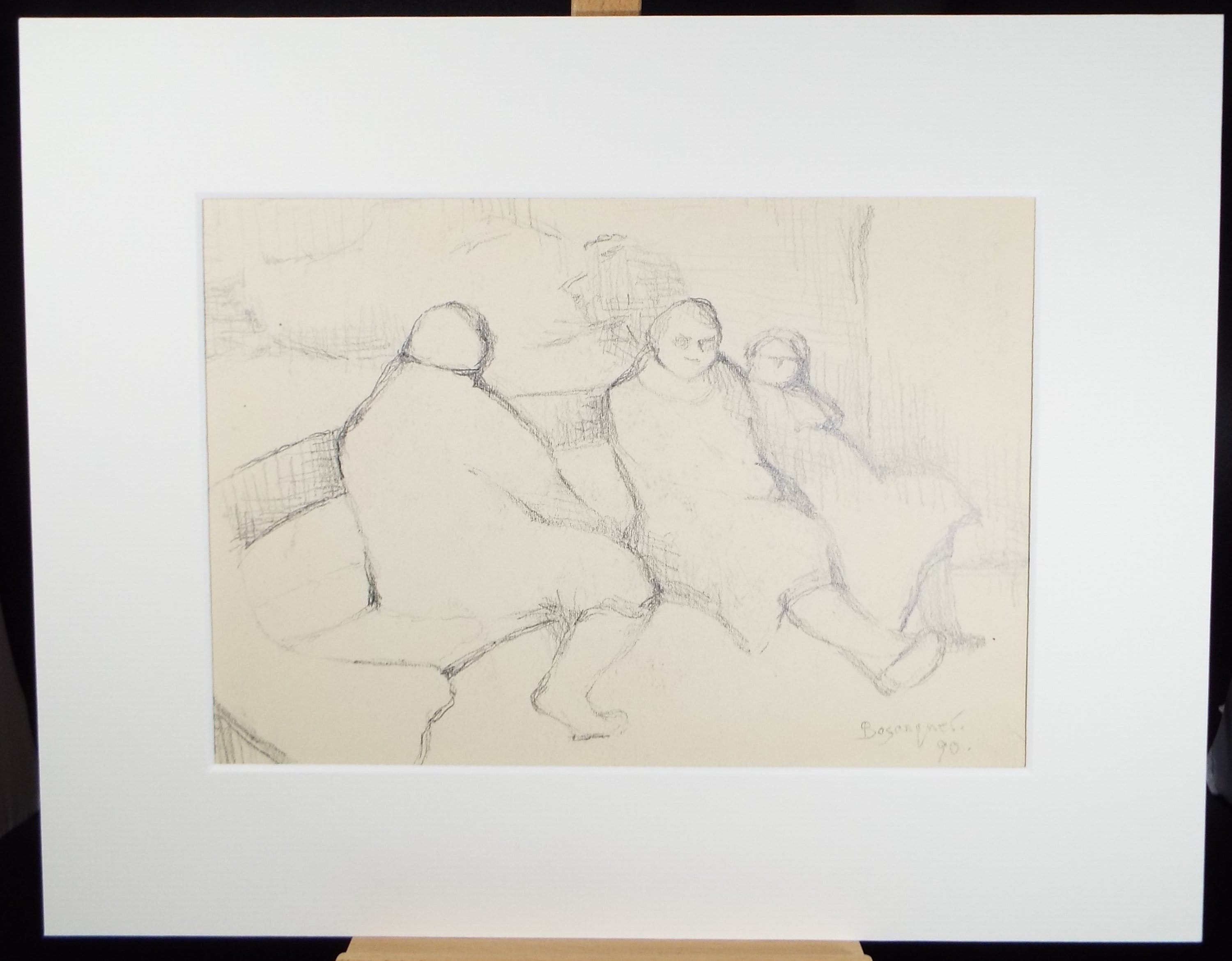 Original Pastel Drawing 'Figures relaxing', Circa 1990, Mariota Bosanquet (1923-2022)