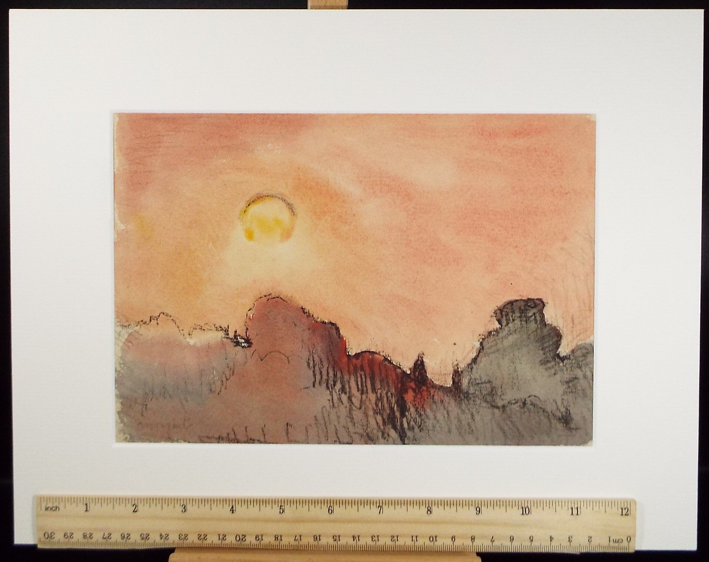 Original Watercolour,'Red sunset', circa 1990, Mariota Bosanquet (1923-2022)