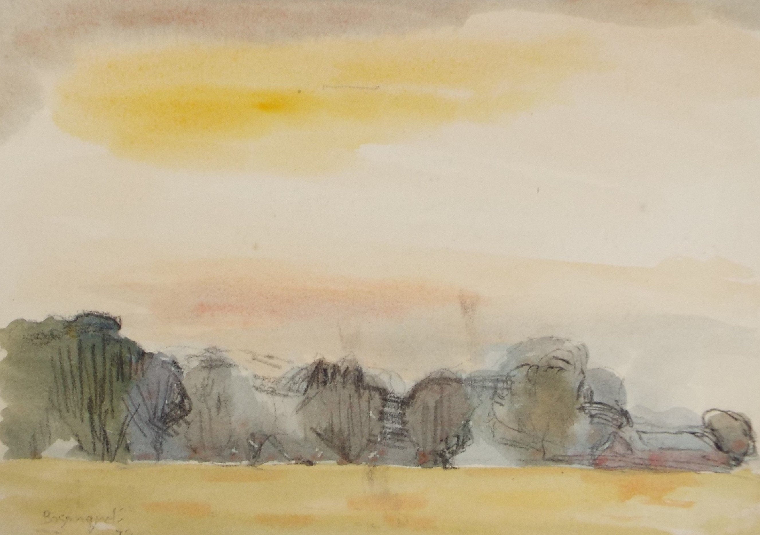 Original Watercolour,'Sunrise', circa 1990, Mariota Bosanquet (1923-2022)