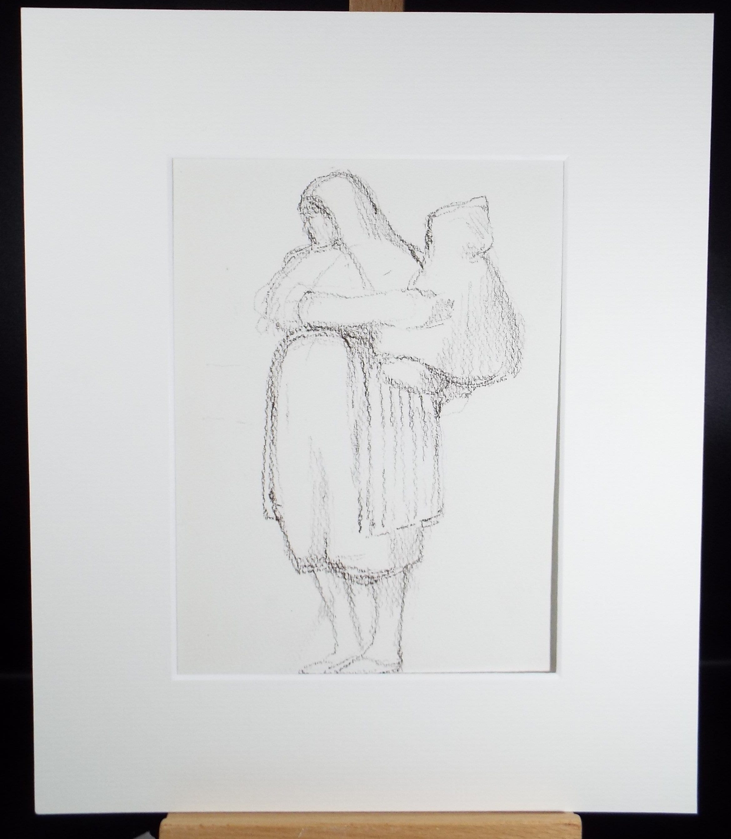 Original Pastel Drawing on brown paper,'Mother and Child', circa 1990, Mariota Bosanquet (1923-2022)