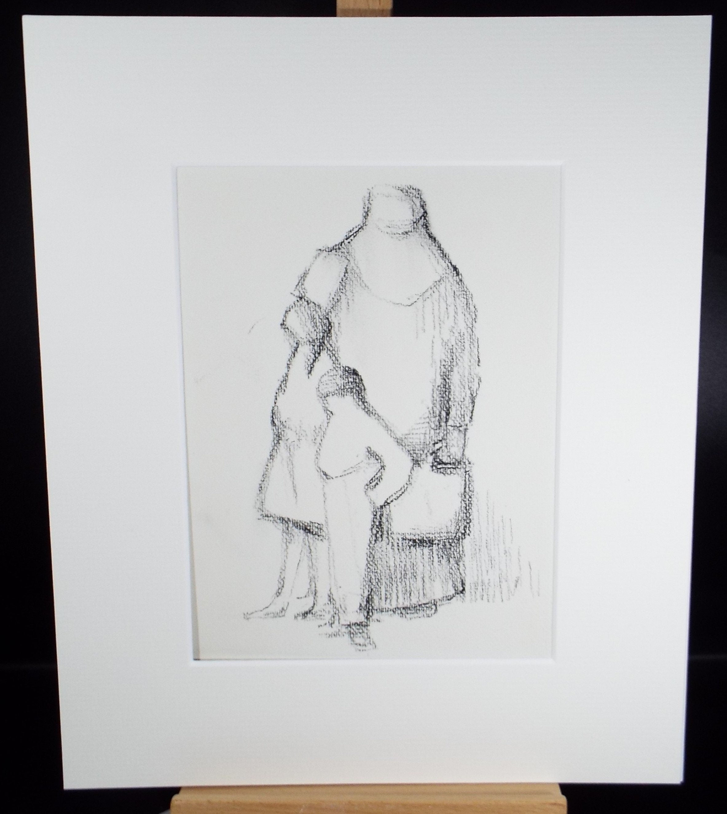 Original Pastel Drawing on brown paper,'Mother and Child', circa 1990, Mariota Bosanquet (1923-2022)