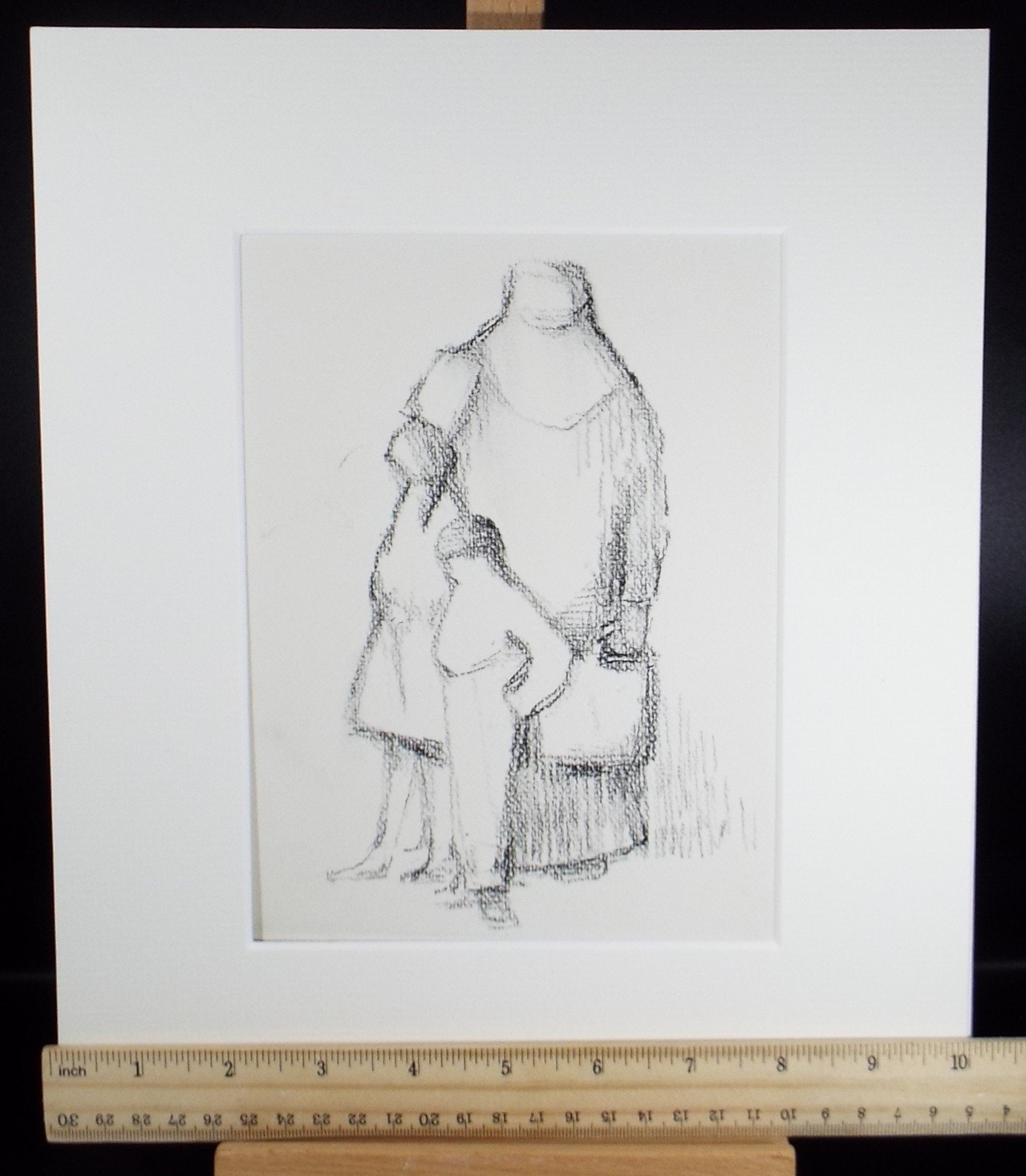 Original Pastel Drawing on brown paper,'Mother and Child', circa 1990, Mariota Bosanquet (1923-2022)
