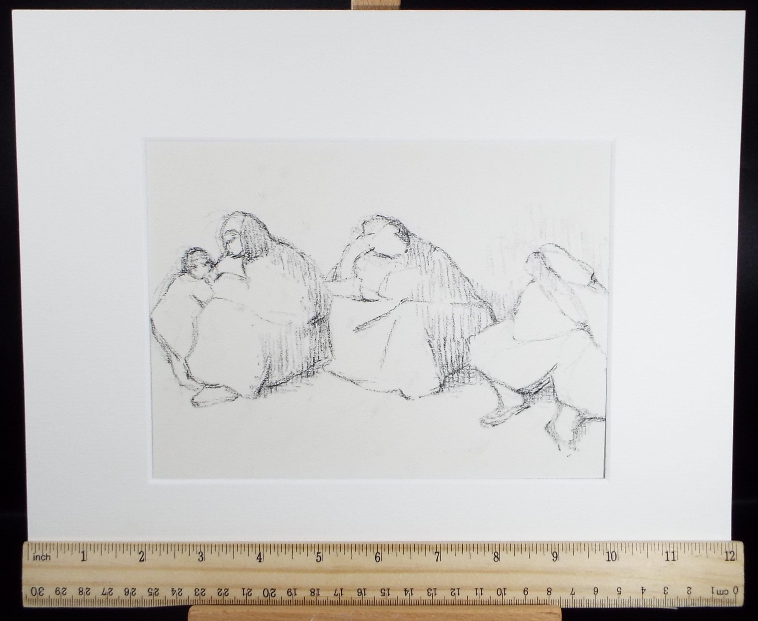 Original Pastel Drawing on brown paper,'Women sitting', circa 1990, Mariota Bosanquet (1923-2022)