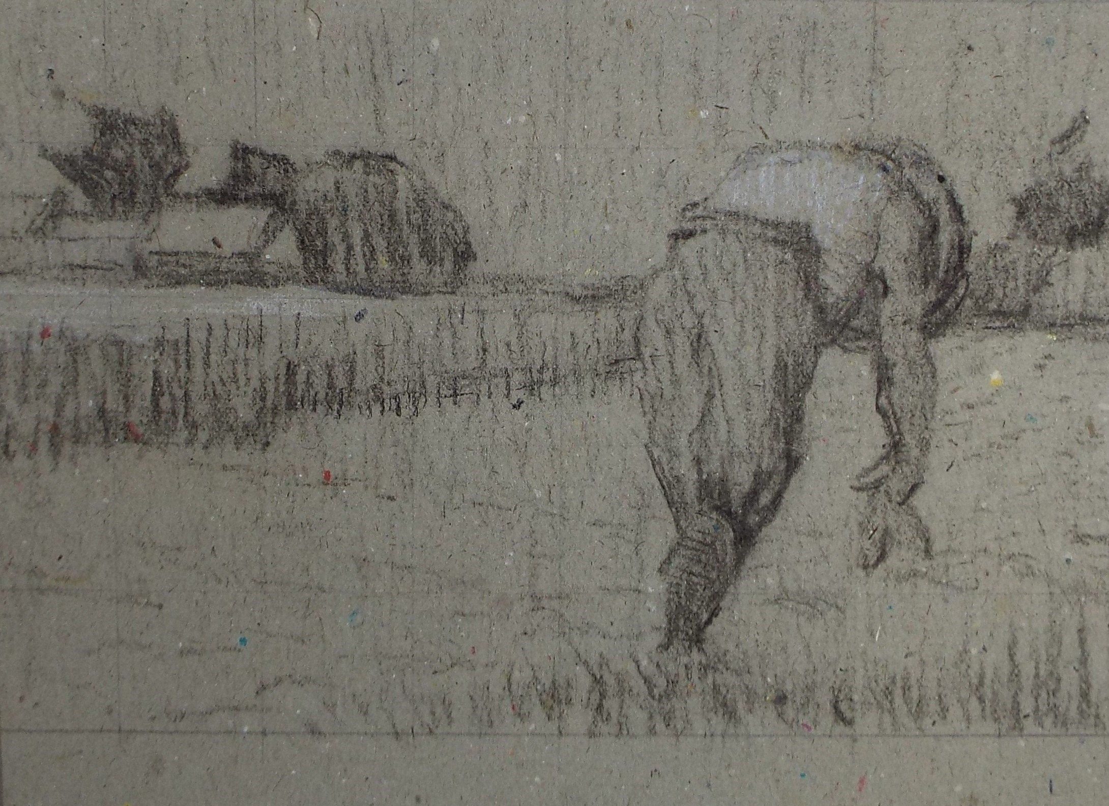 Original Pastel Drawing ,'Farmer in his Field', circa 1990, Mariota Bosanquet (1923-2022)