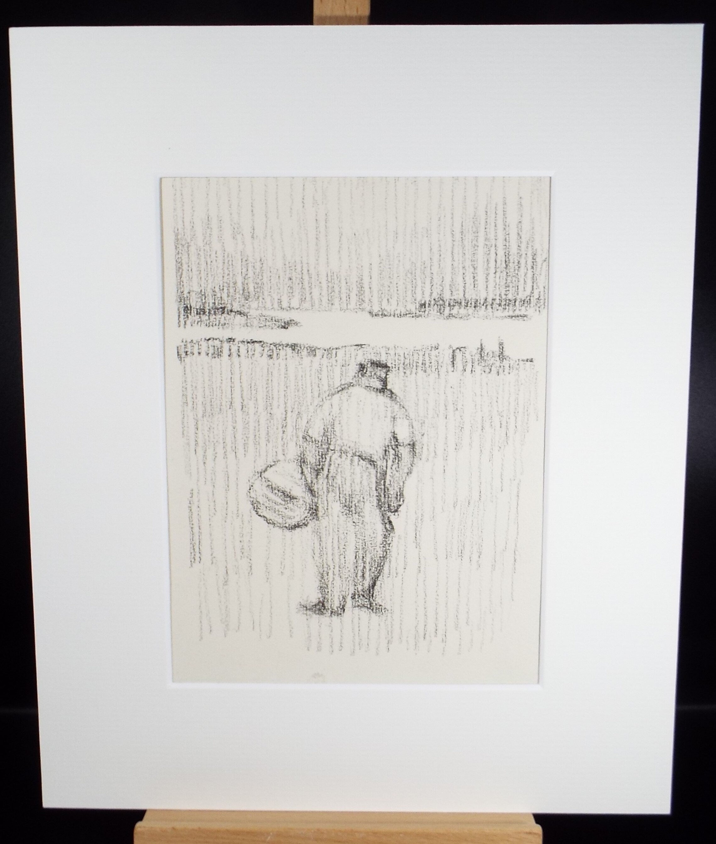 Original Pastel Drawing ,'Farmer in his Field', circa 1990, Mariota Bosanquet (1923-2022)