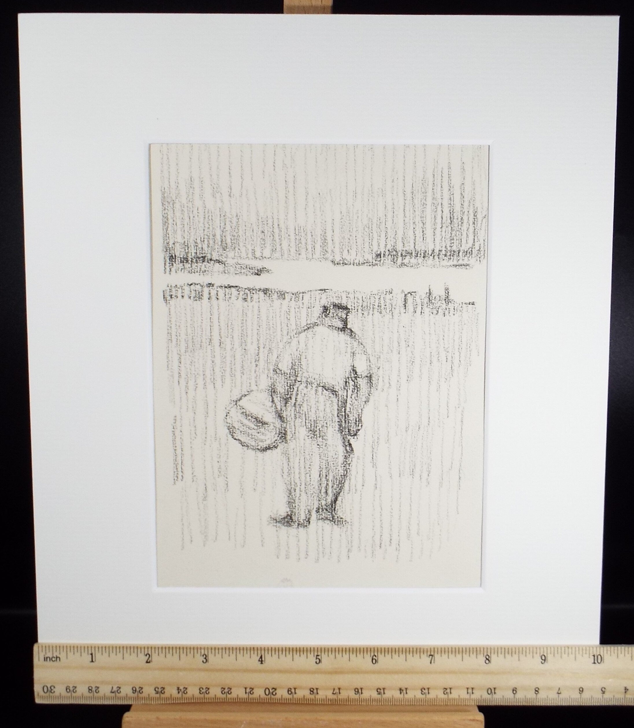 Original Pastel Drawing ,'Farmer in his Field', circa 1990, Mariota Bosanquet (1923-2022)