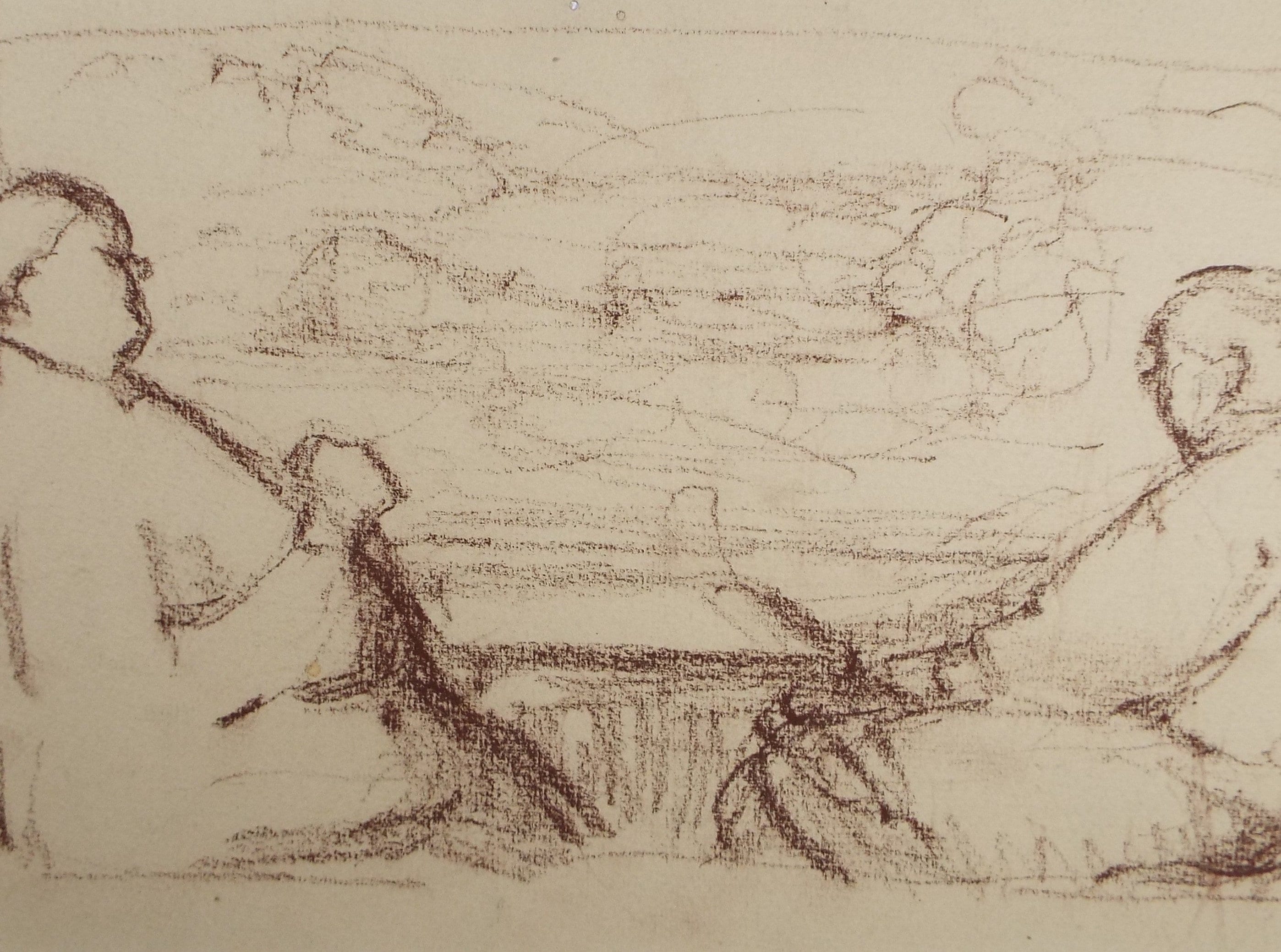 Original Pastel Drawing,'Two Figures at a window', circa 1990, Mariota Bosanquet (1923-2022)