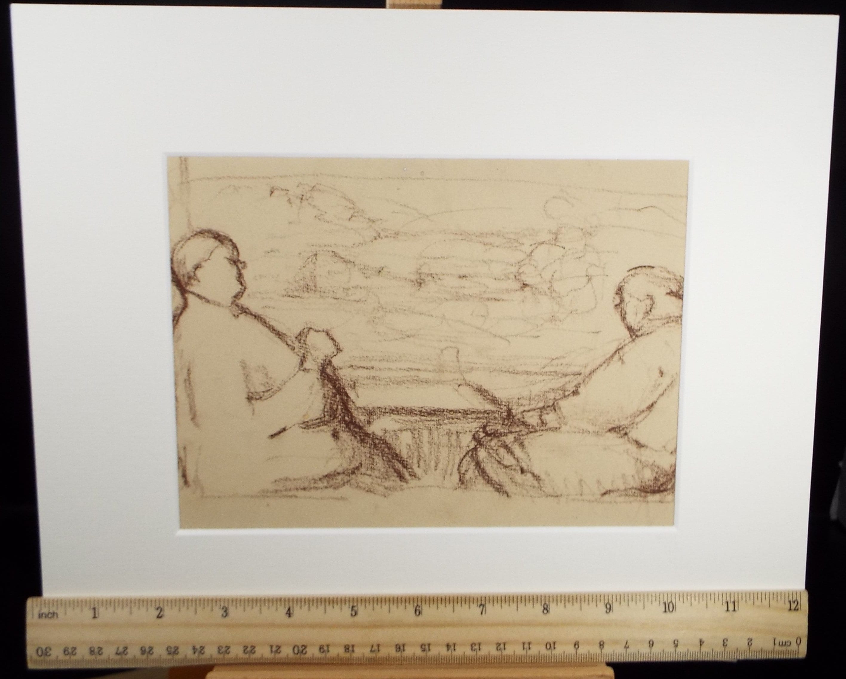 Original Pastel Drawing,'Two Figures at a window', circa 1990, Mariota Bosanquet (1923-2022)