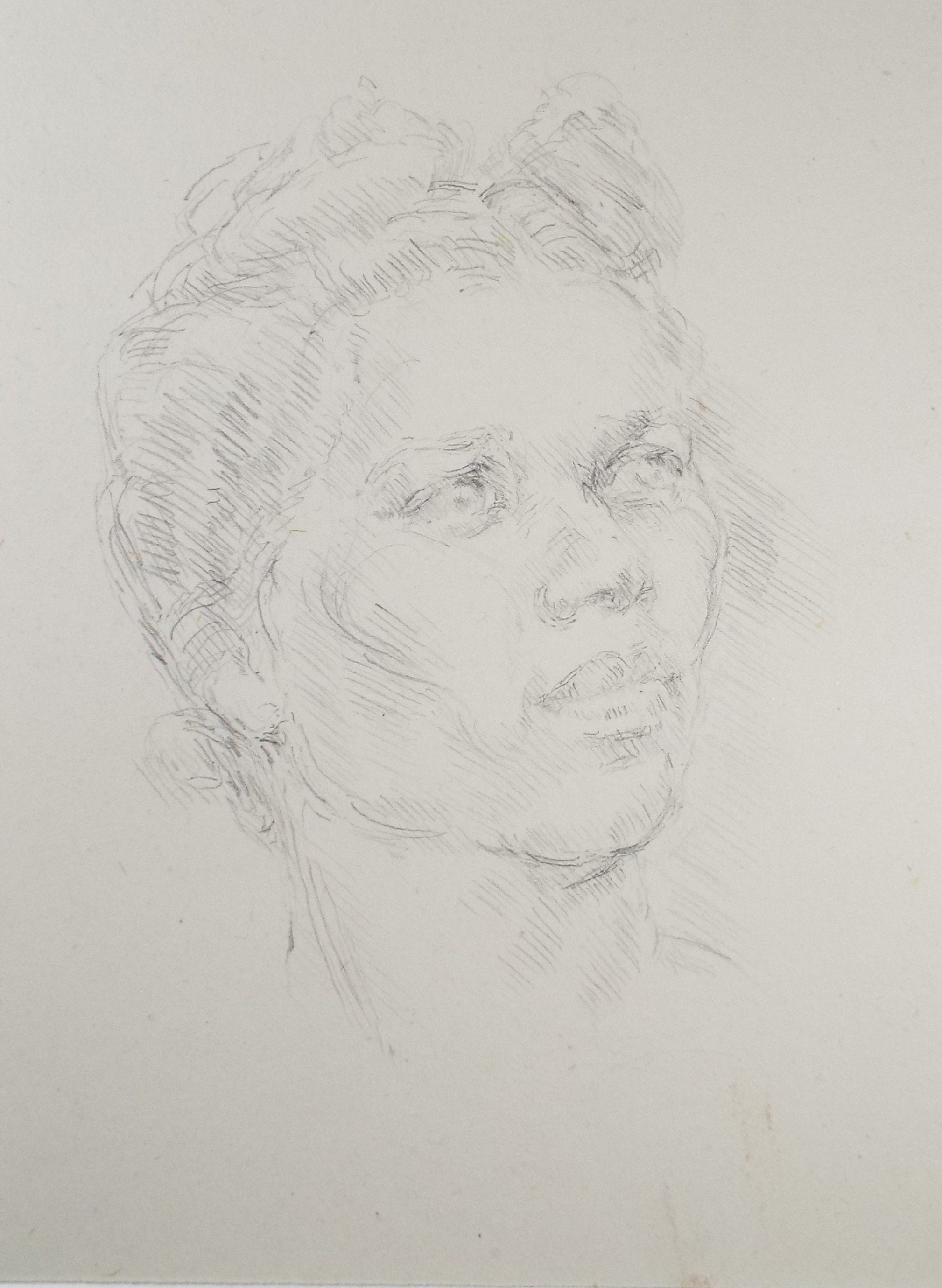 Original Pencil Sketch,'Portrait of a Woman', Circa 1940's, Hilda Burford (1887-1957)