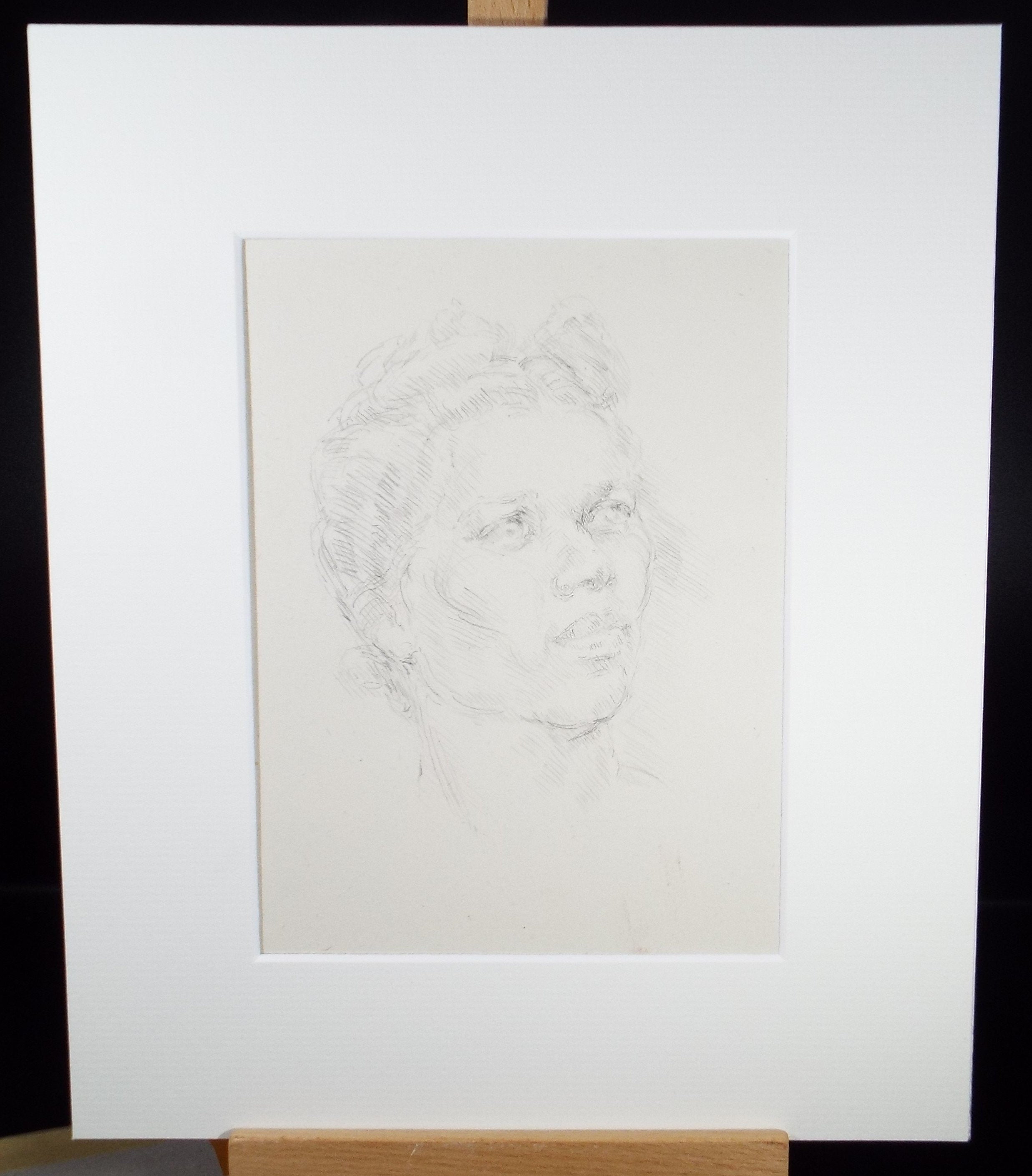 Original Pencil Sketch,'Portrait of a Woman', Circa 1940's, Hilda Burford (1887-1957)