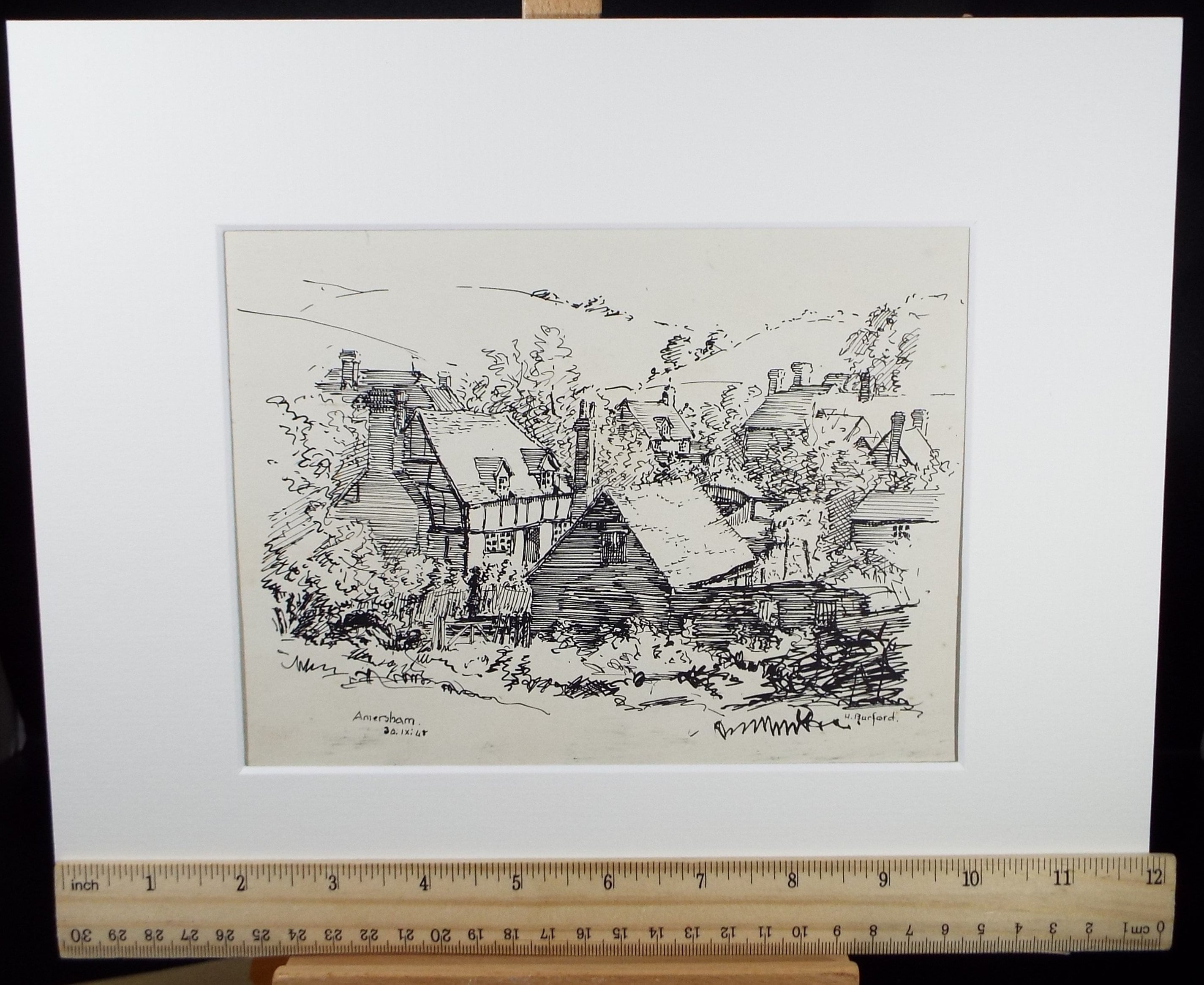 Original Pen & Ink Sketch,'Amersham', Hilda Burford (1887-1957)