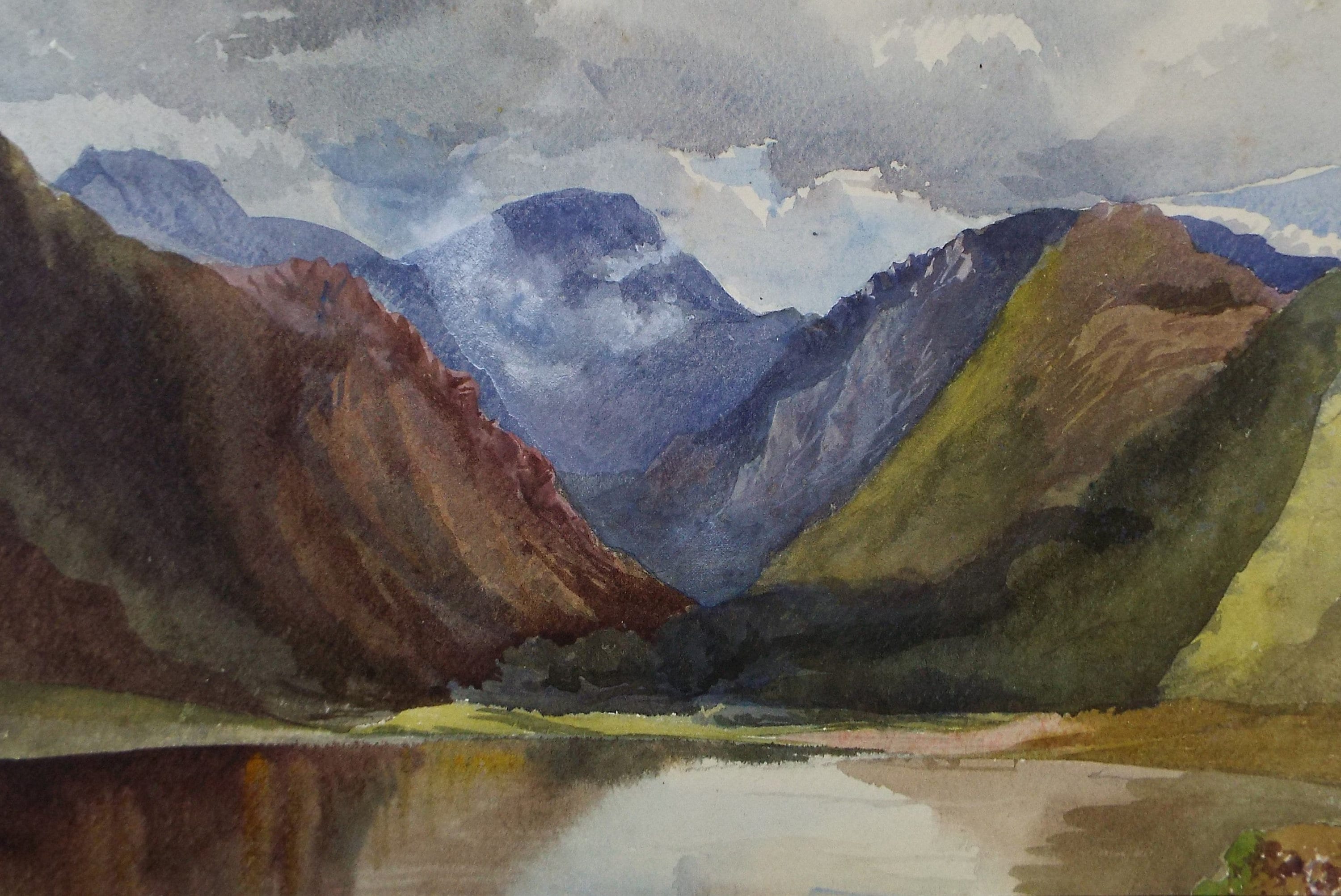 Original Watercolour on Paper,'Ullswater from Pattendale', A Elliott, Late 19th Century