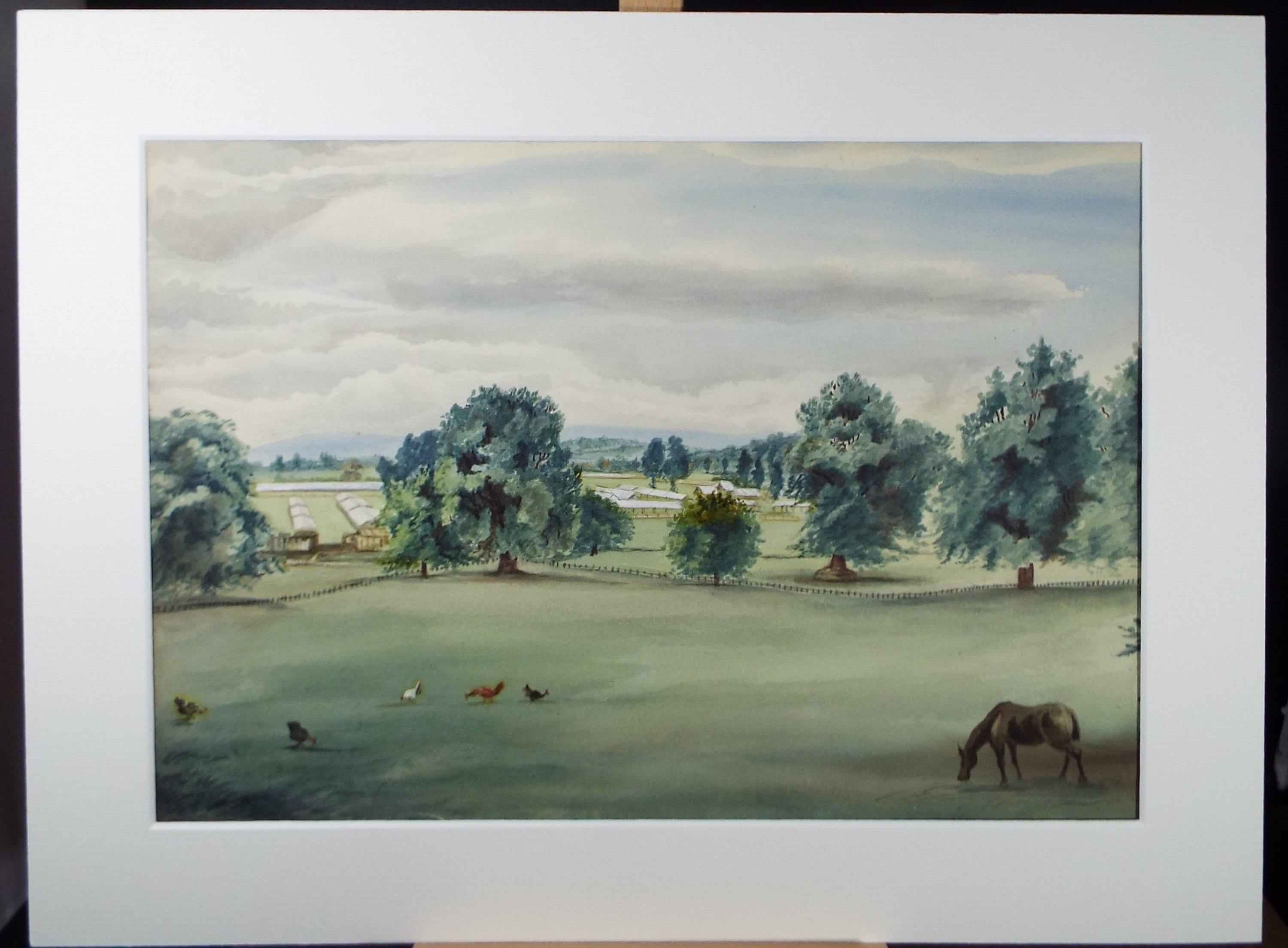 Original Watercolour, 'Chicken Farm', c1880, A Elliott