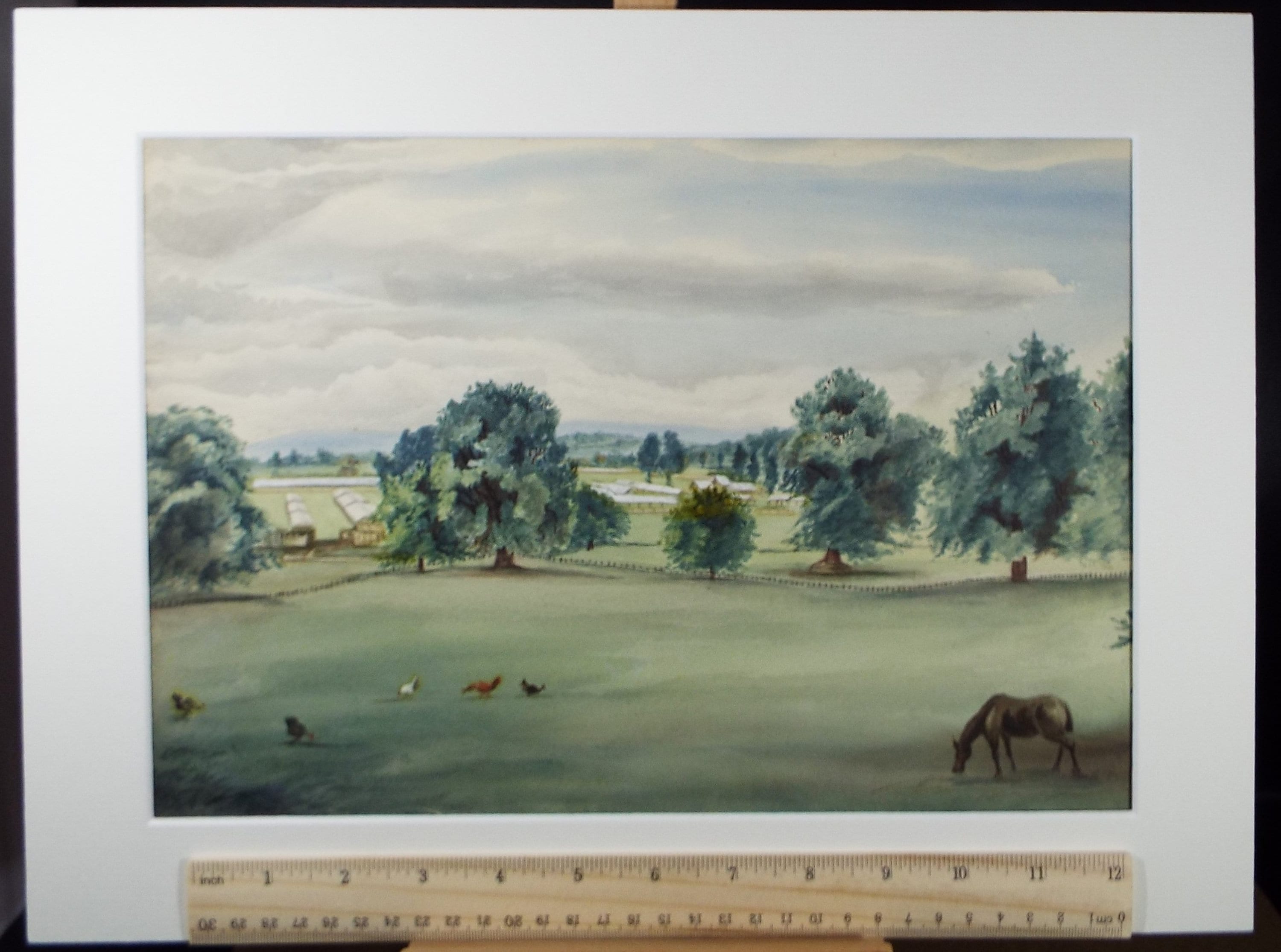 Original Watercolour, 'Chicken Farm', c1880, A Elliott