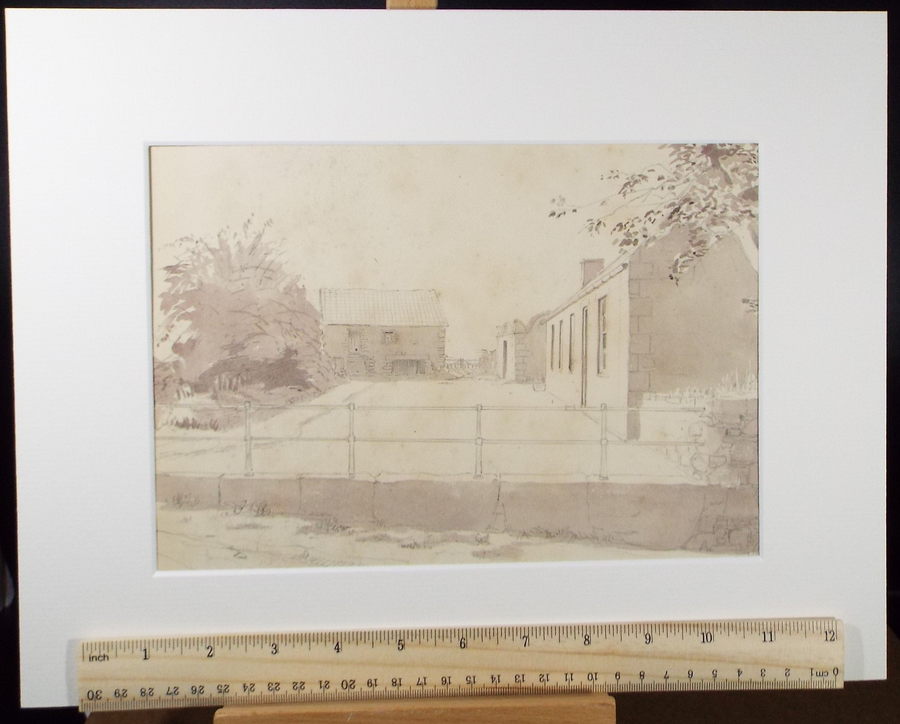 Original Watercolour, 'A Farmstead', c1880, A Elliott