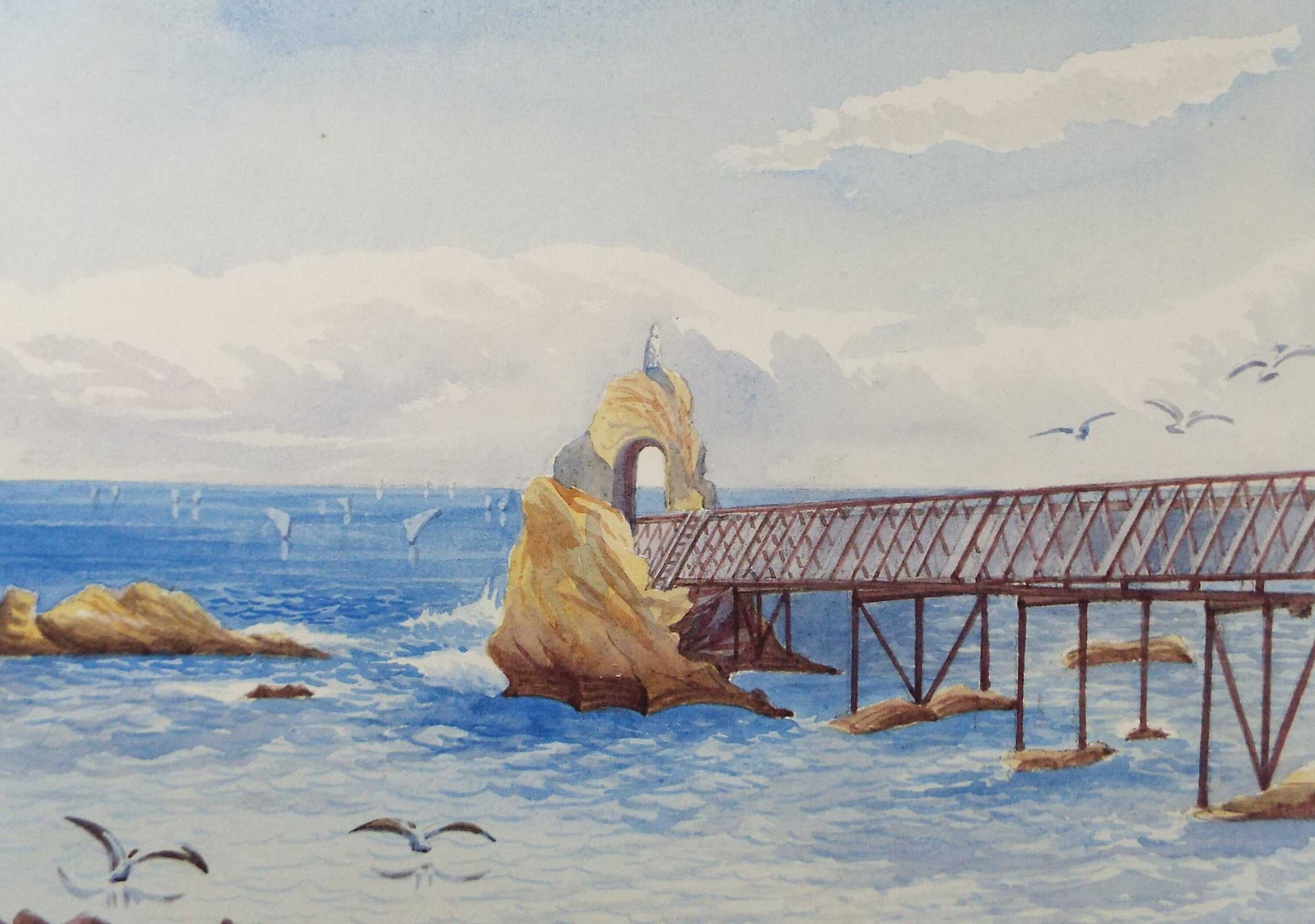 Original Watercolour, 'Biarritz', c1880, Artist Unknown