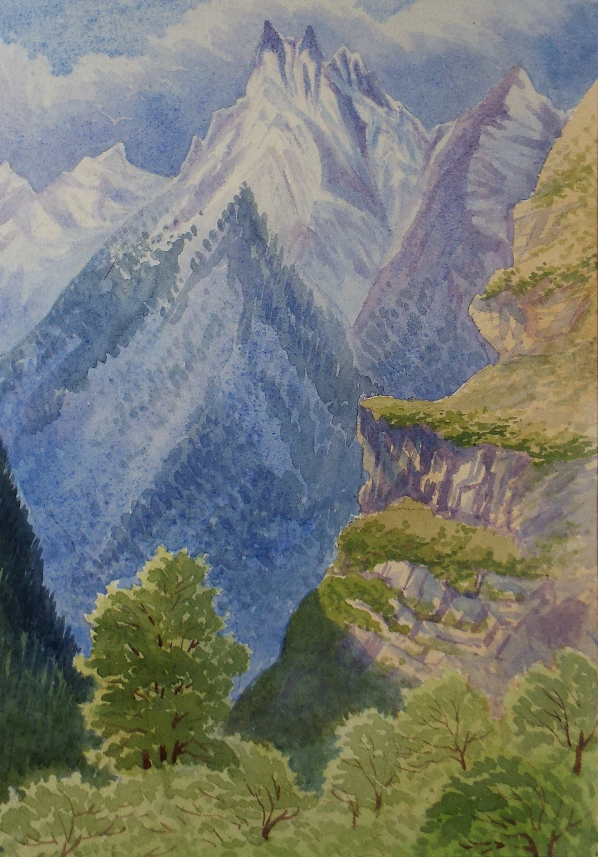 Original Watercolour, 'Col de Espagne', c1880, Artist Unknown