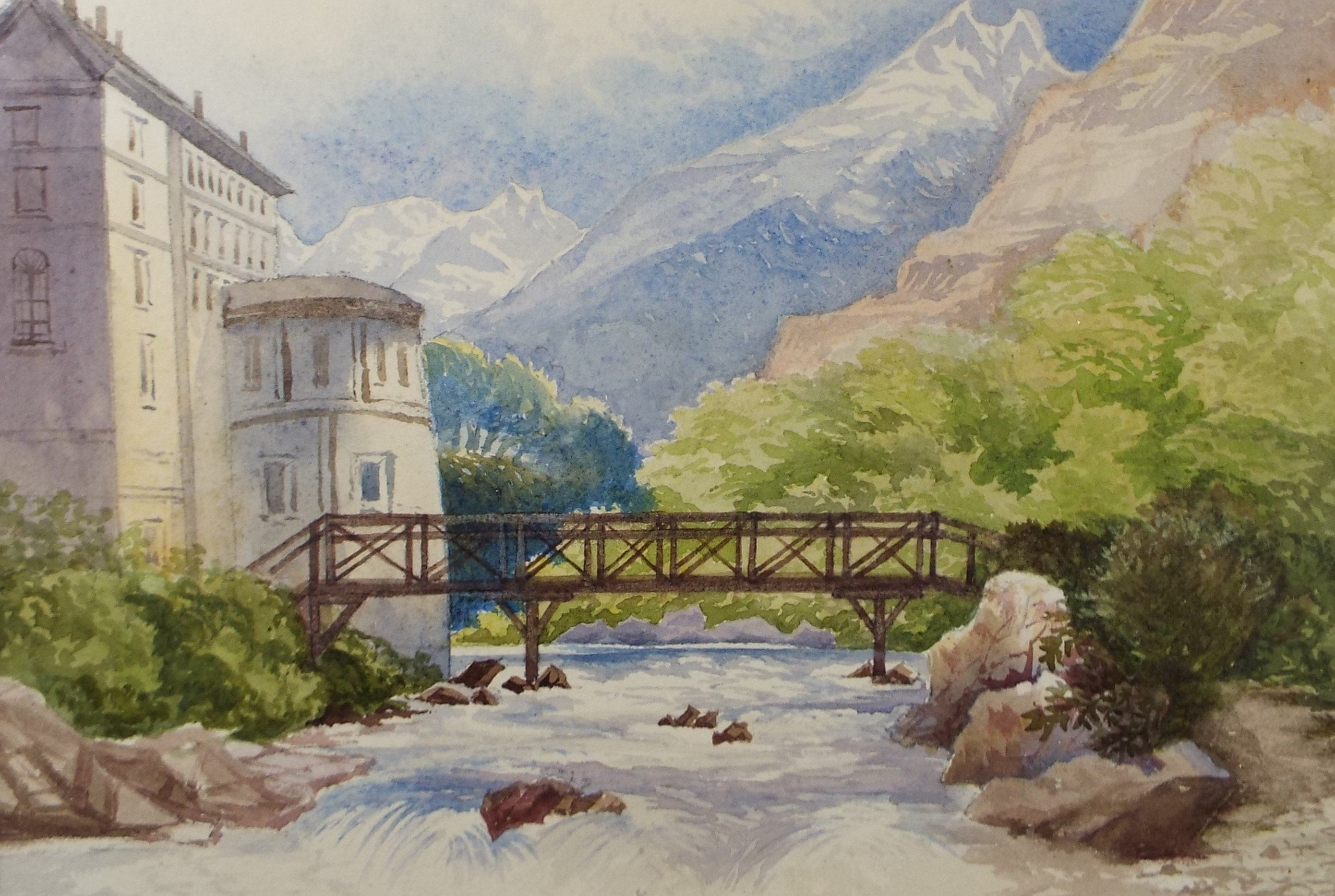 Original Watercolour, Les Bains', c1880, Artist Unknown