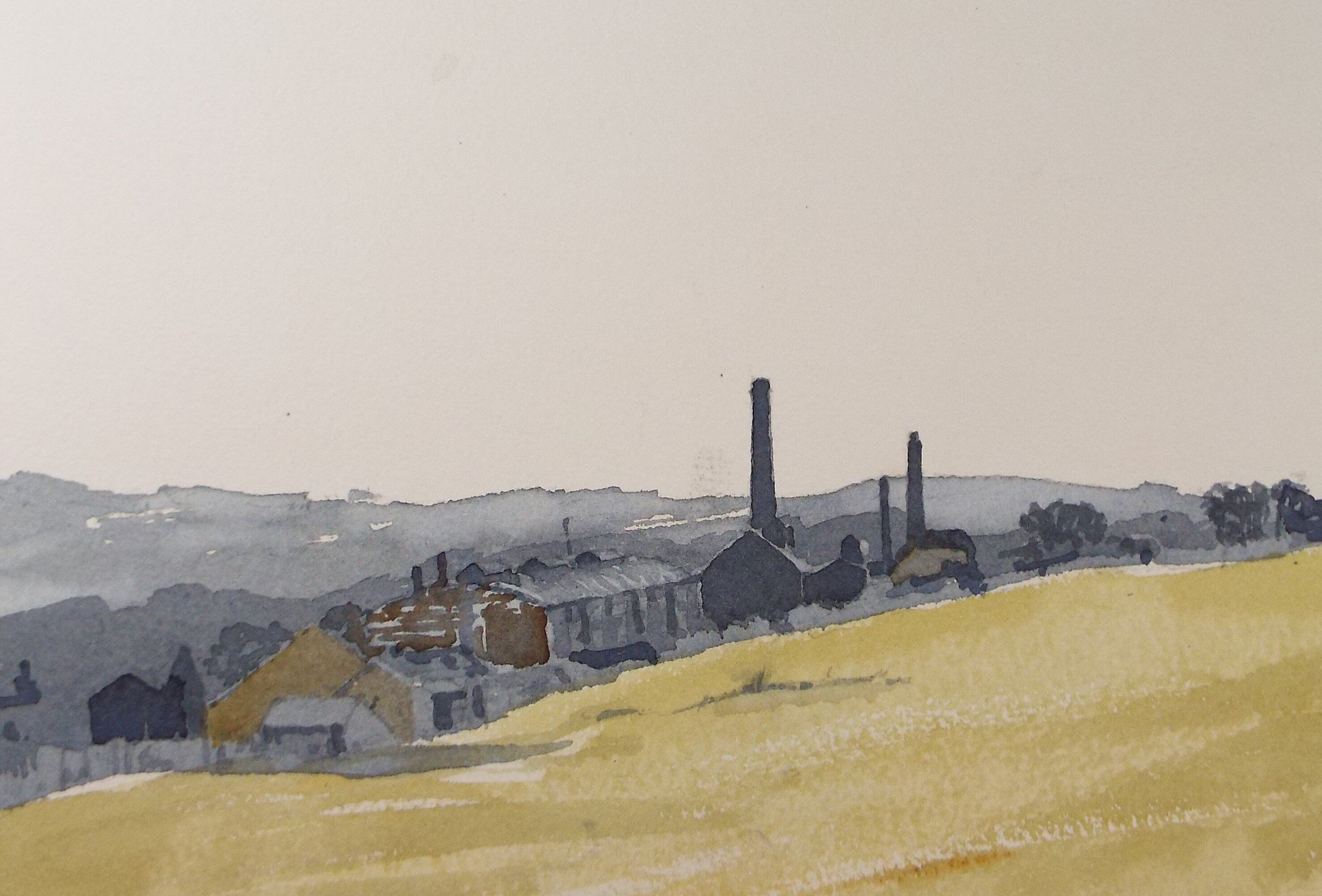 Original Watercolour, 'Mill in a Landscape', circa 1980's, Unknown Artist