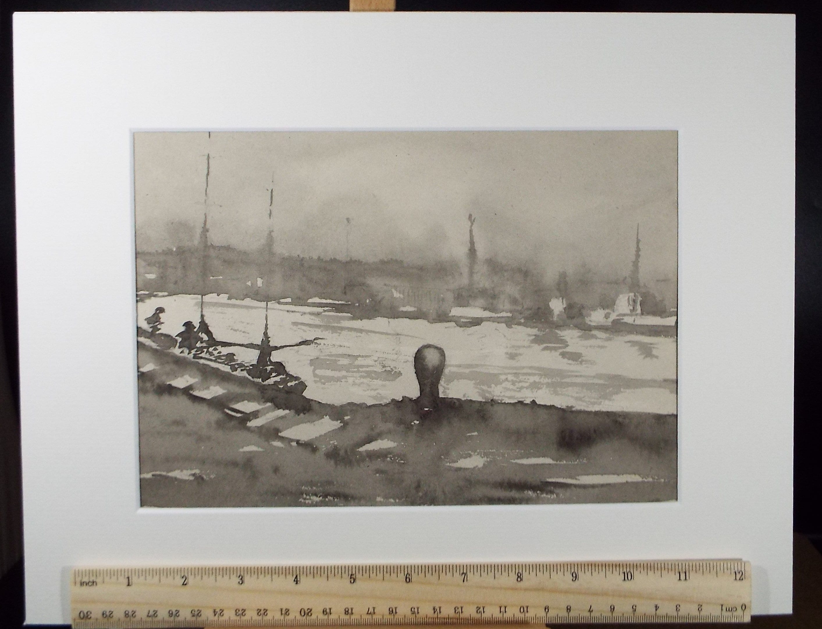 Original Watercolour, 'Town Quay', circa 1980's, Unknown Artist