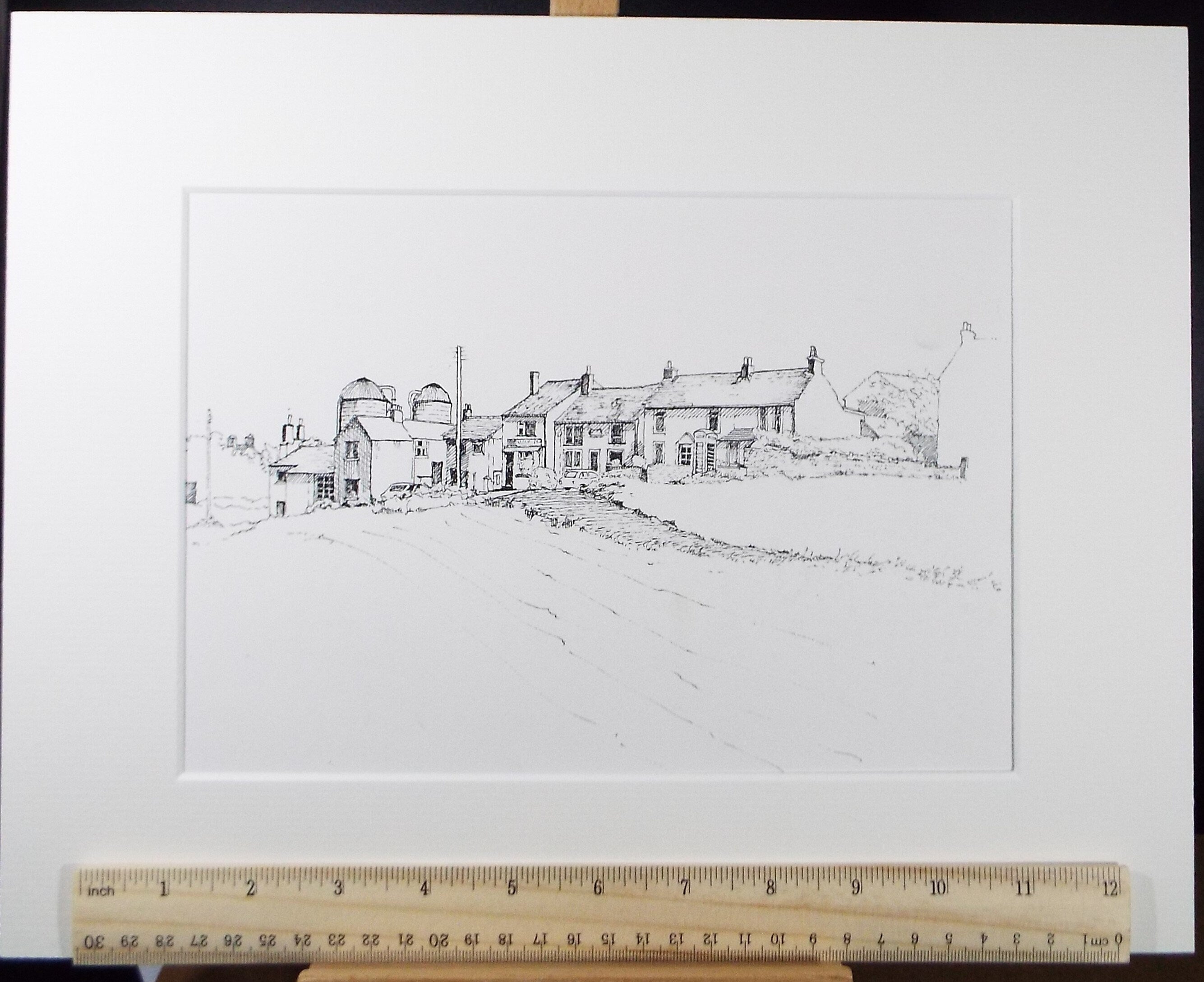 Original Pen & Ink, 'Cimbrian Village', circa 1980's, Unknown Artist