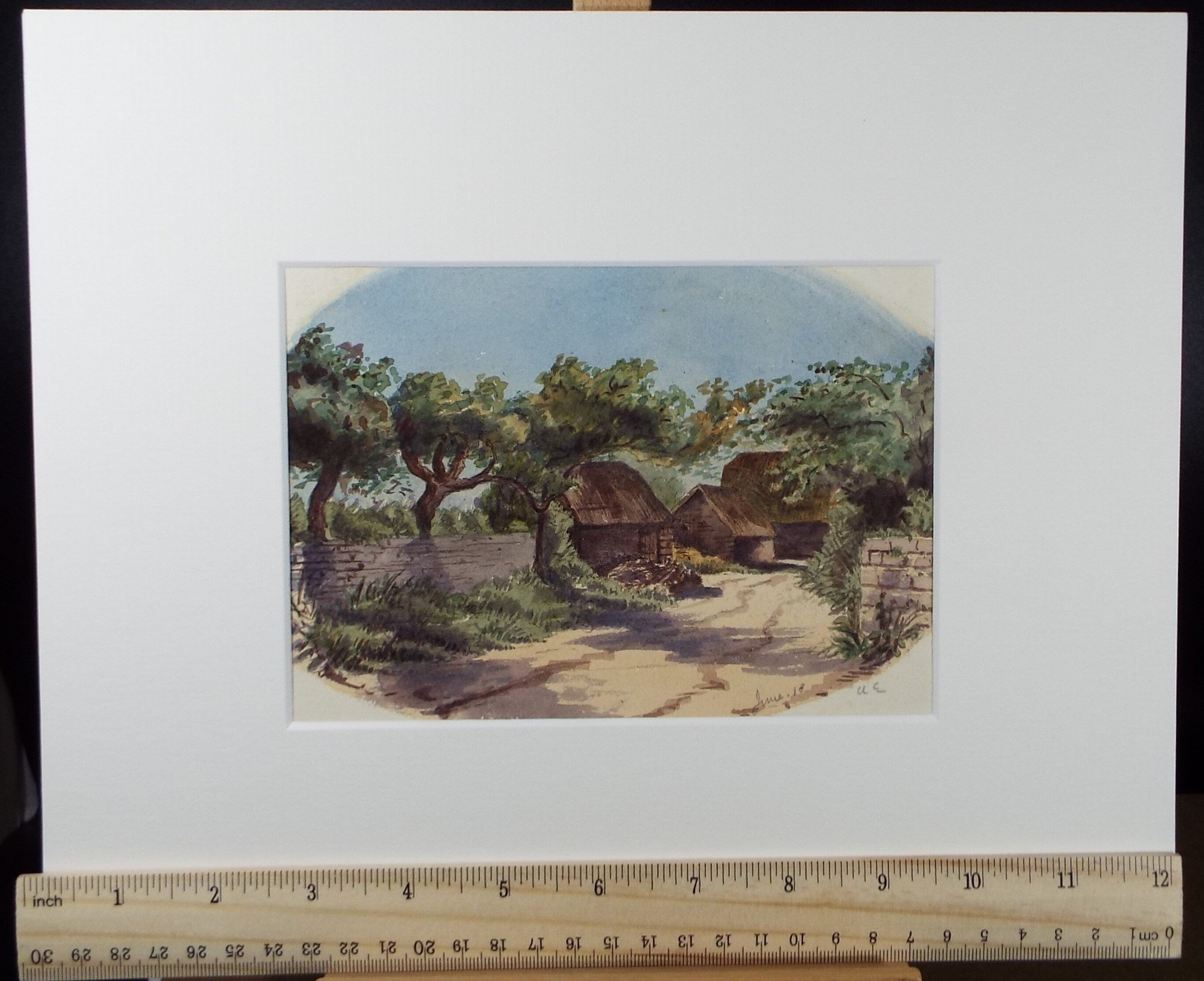 Original Watercolour, 'A Farmstead', circa 1880's, Unknown Artist
