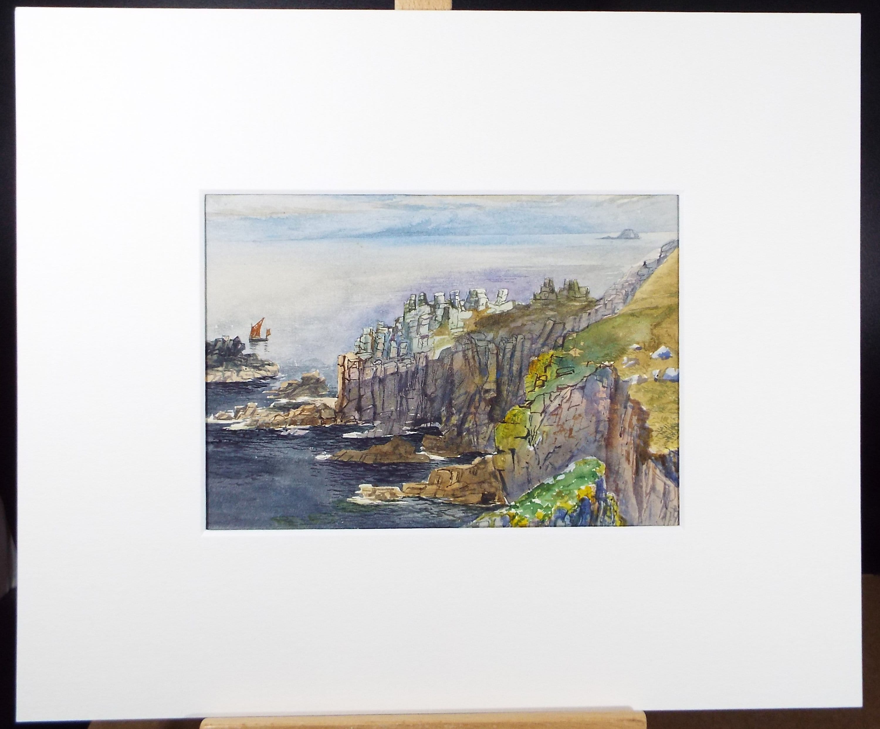 Original Watercolour, 'Lands End', circa 1880's, Unknown Artist
