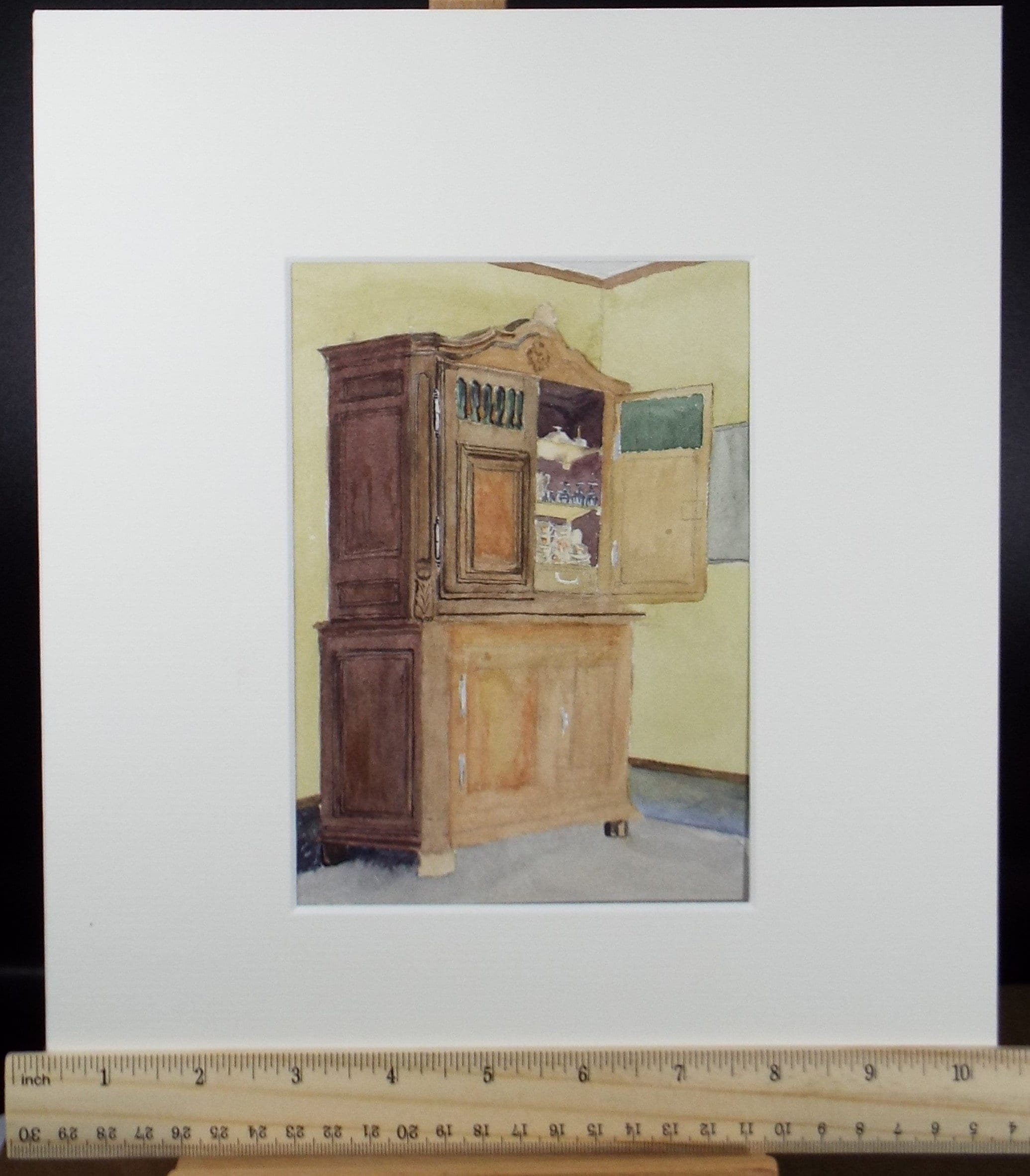 Original Watercolour, 'A Kitchen Cabinet', c1880, Artist Unknown