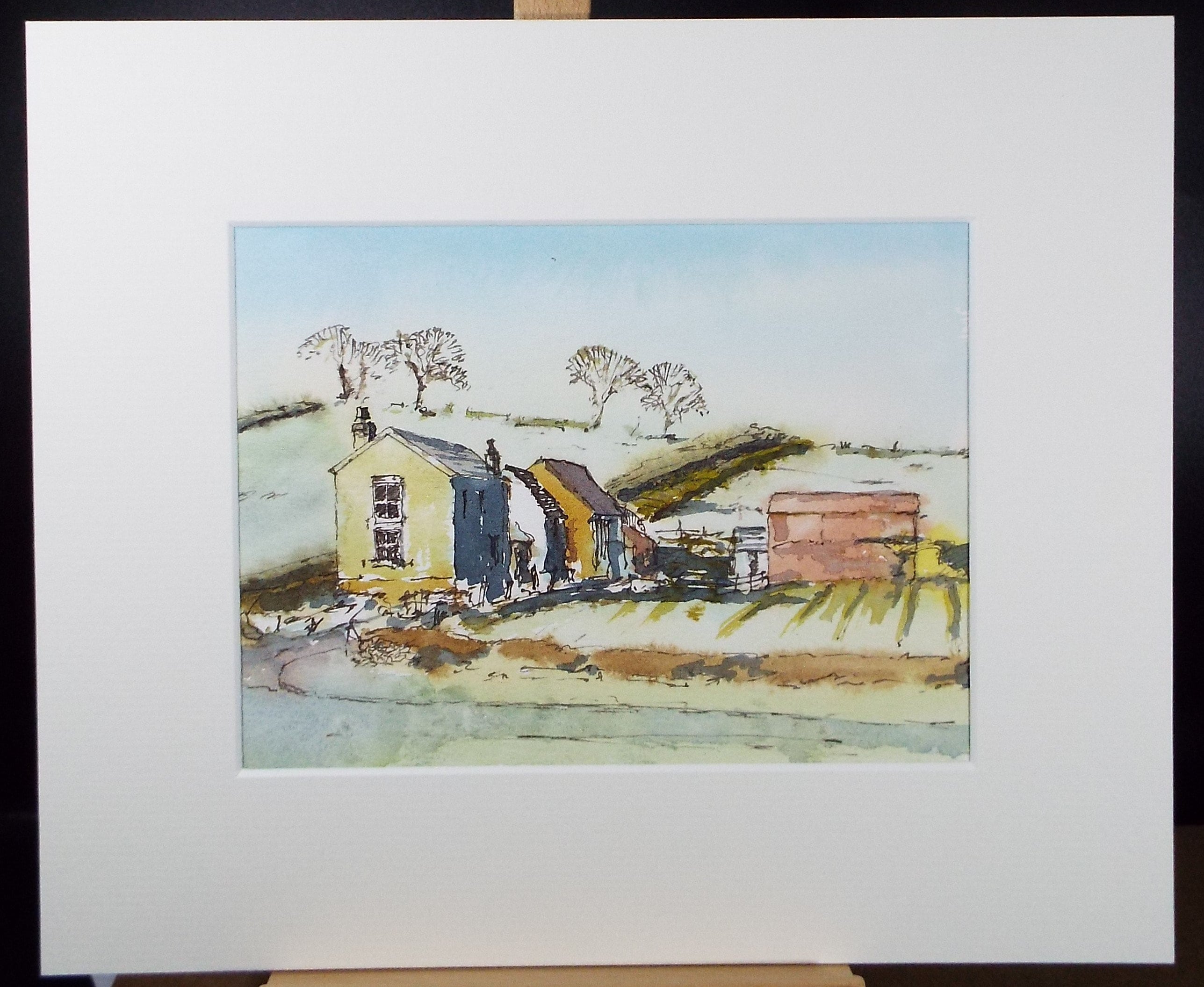 Original Watercolour, 'Farmstead', circa 1980's, Unknown Artist