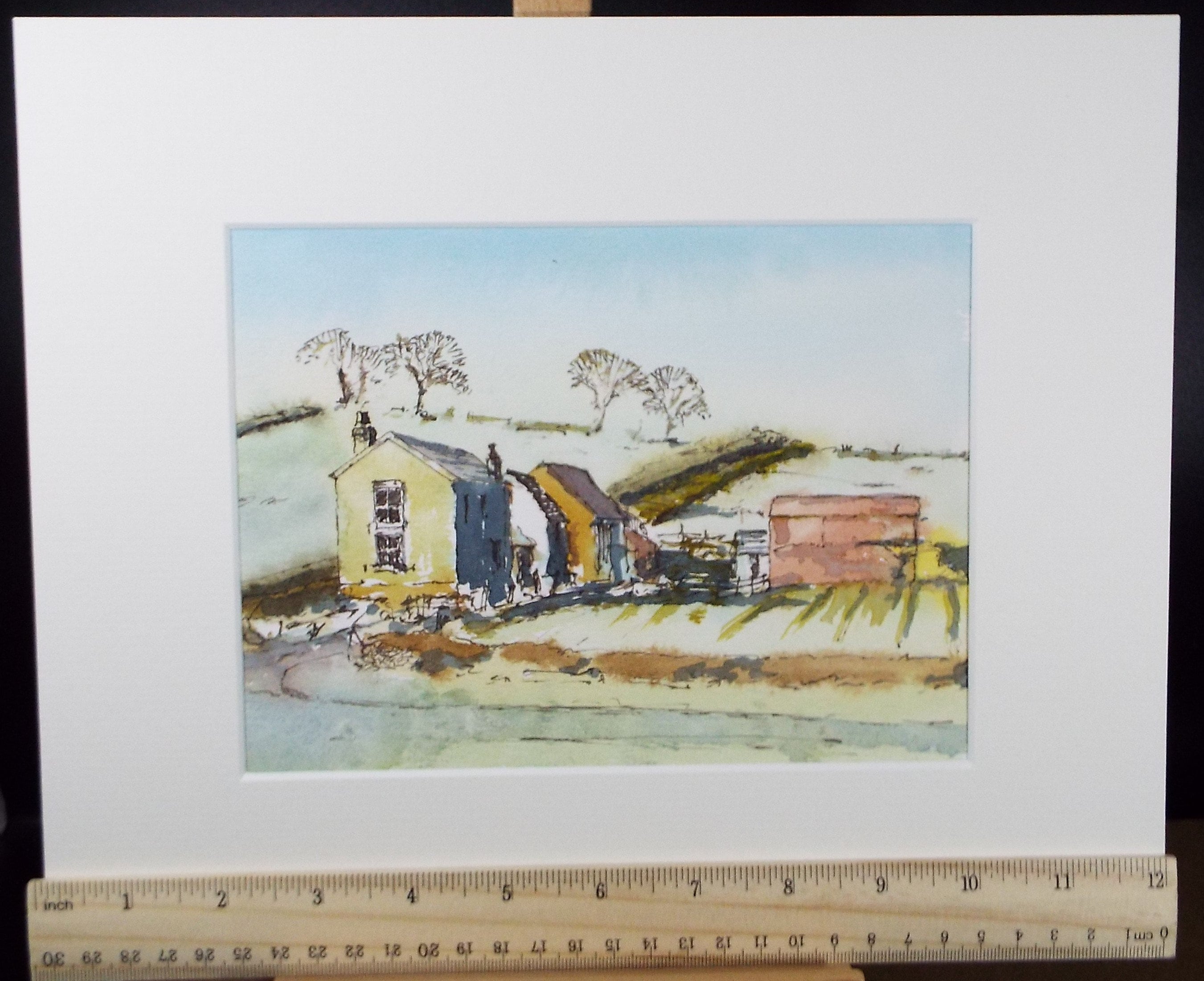 Original Watercolour, 'Farmstead', circa 1980's, Unknown Artist
