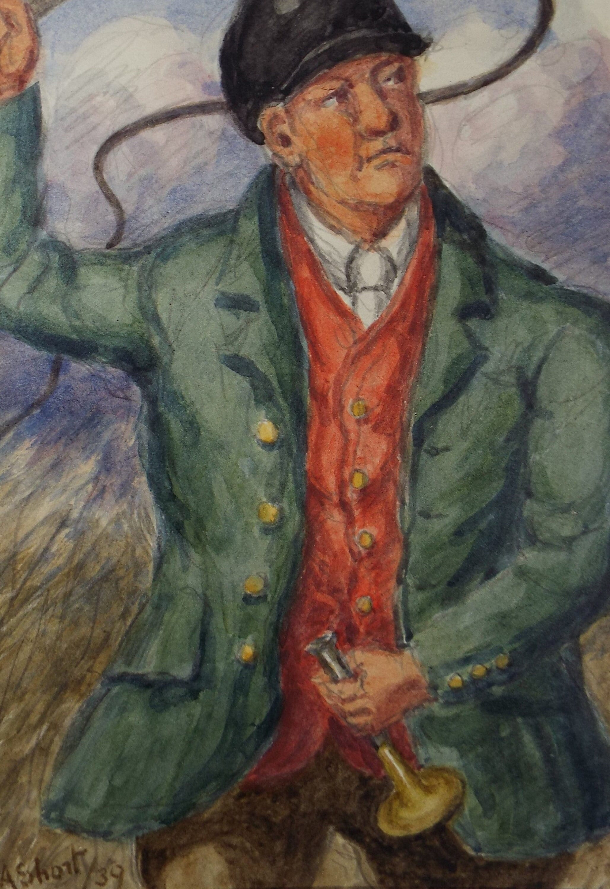 Original Watercolour Drawing, 'Huntsman', George Anderson Short (1856-1946), Circa 1930's