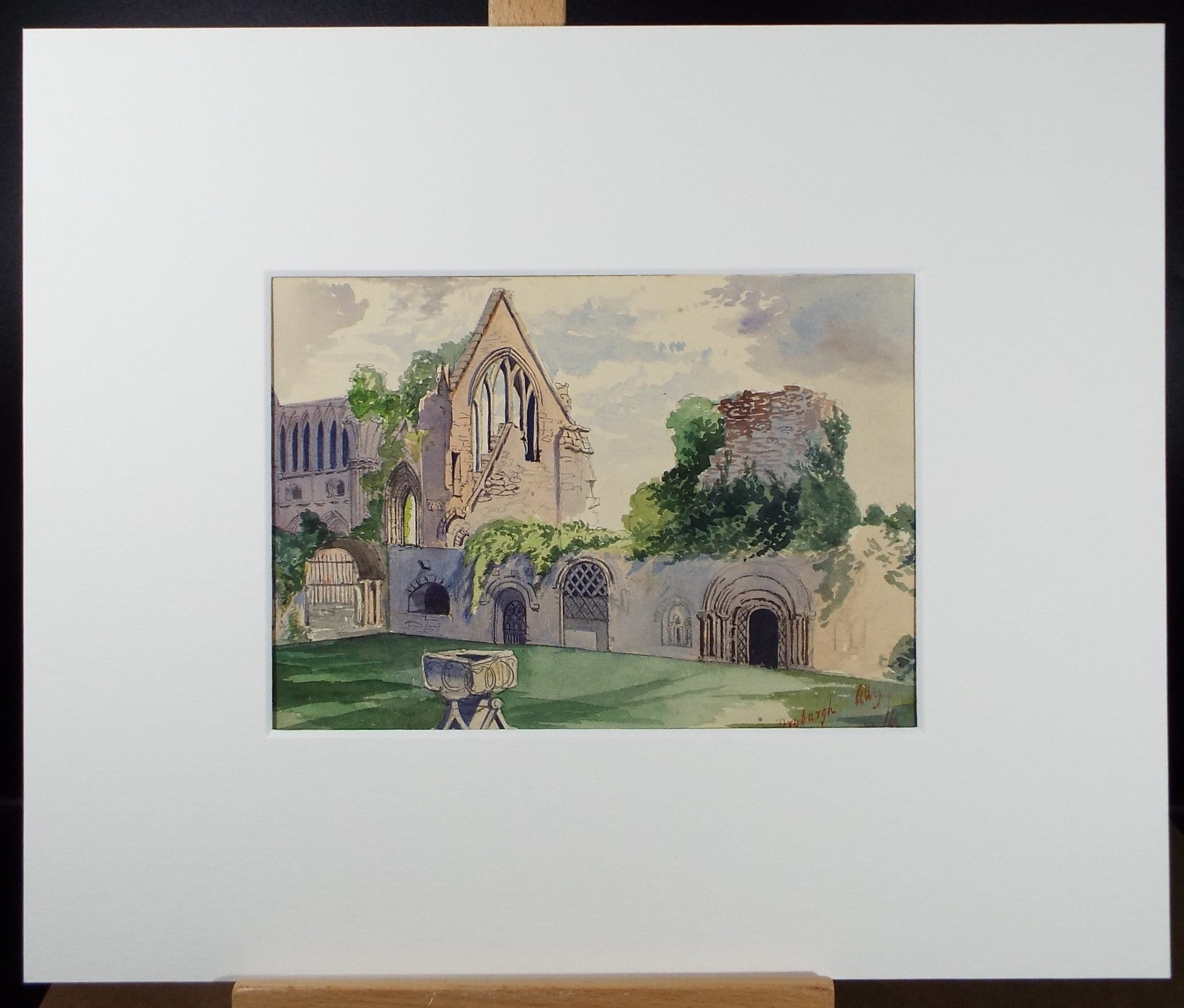 Original Watercolour on Paper,'Dryburgh Abbey, circa 1880, Artist Unknown