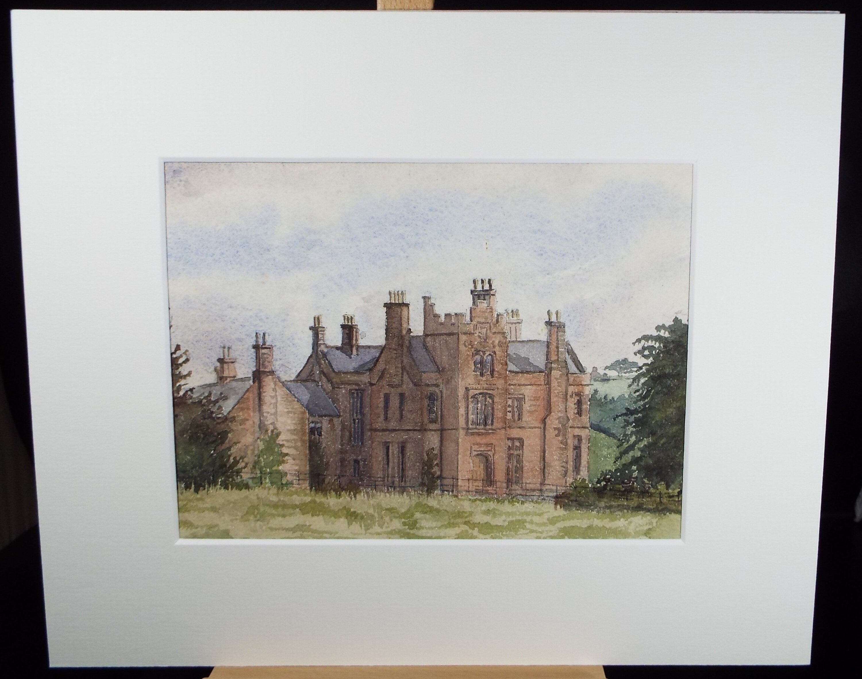 Original Watercolour, 'Red Brick Country House', c1880, Artist Unknown
