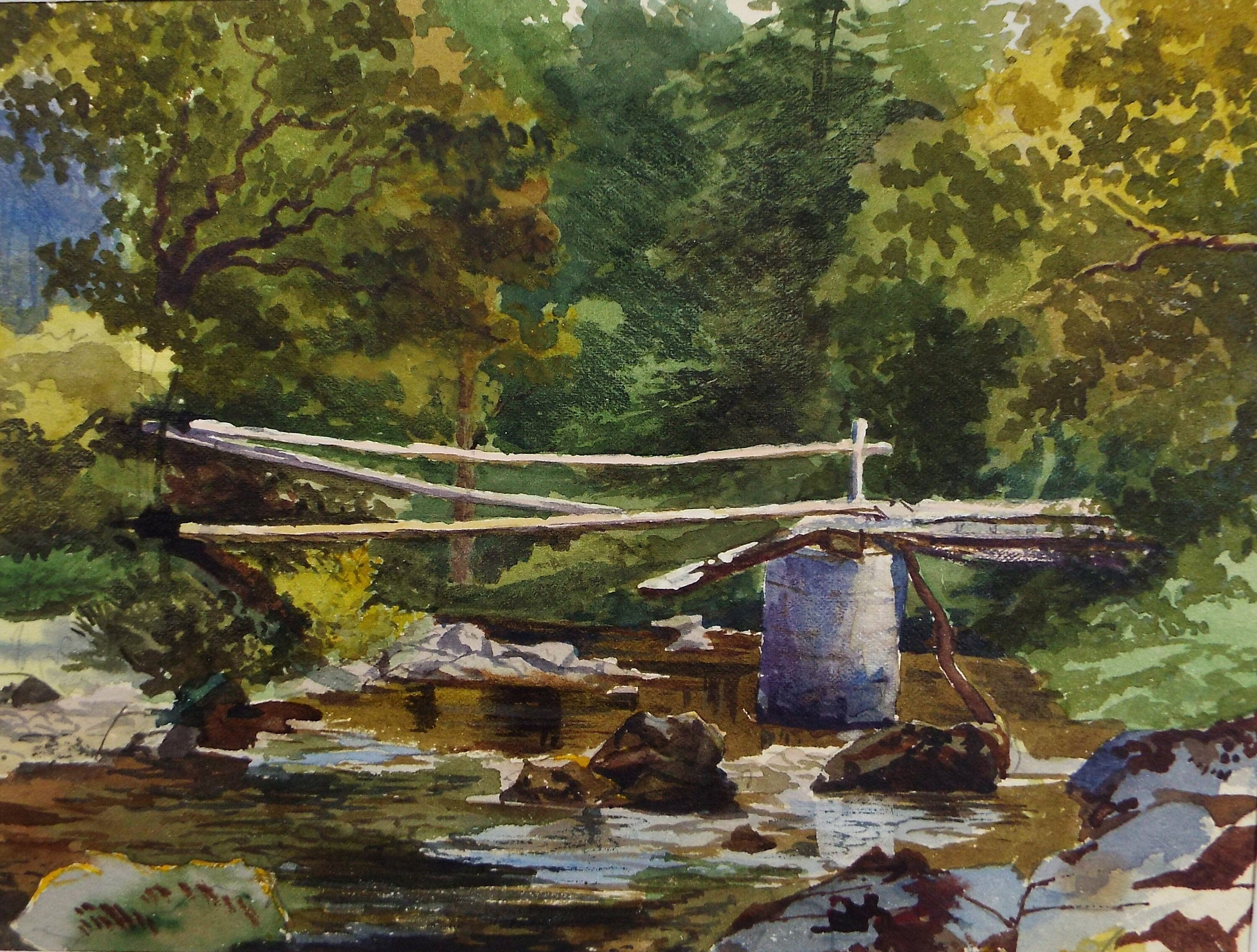 Original Watercolour on Paper,'The Teign near Chagford', Artist Unknown, Circa 1880