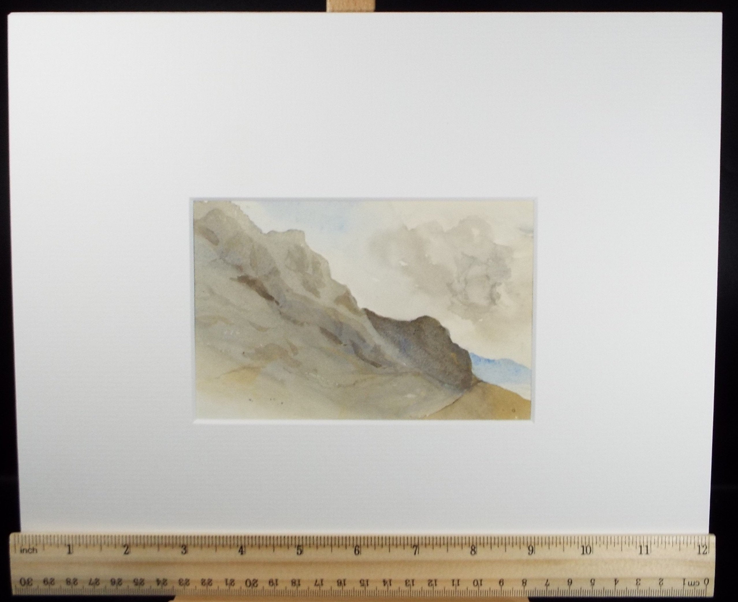 Original Watercolour drawing, 'Escarpment', Circa 1880, Artist Unknown