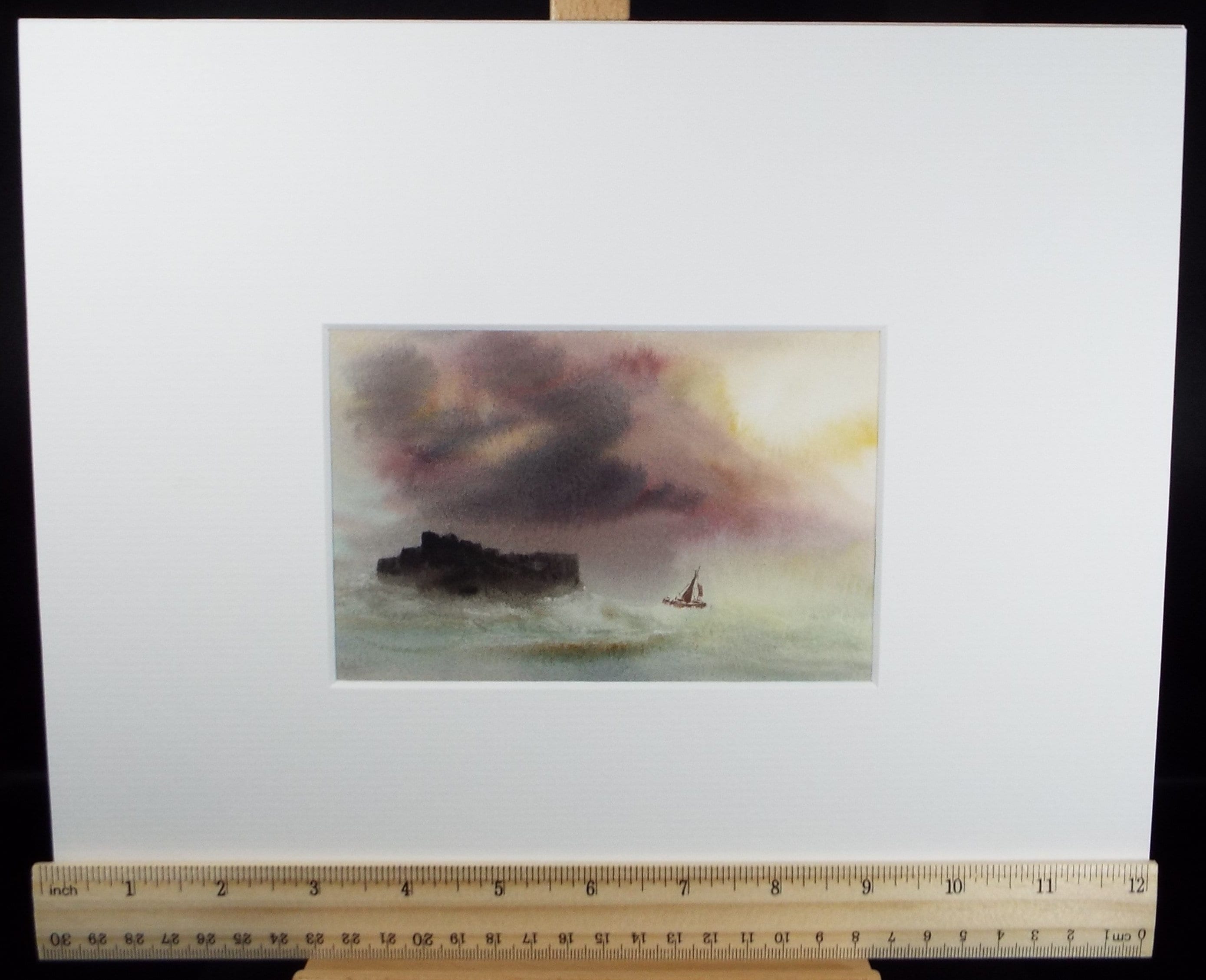 Original Watercolour, 'Yacht Under a Stormy Sky' Trevor Castle, late 20th Century